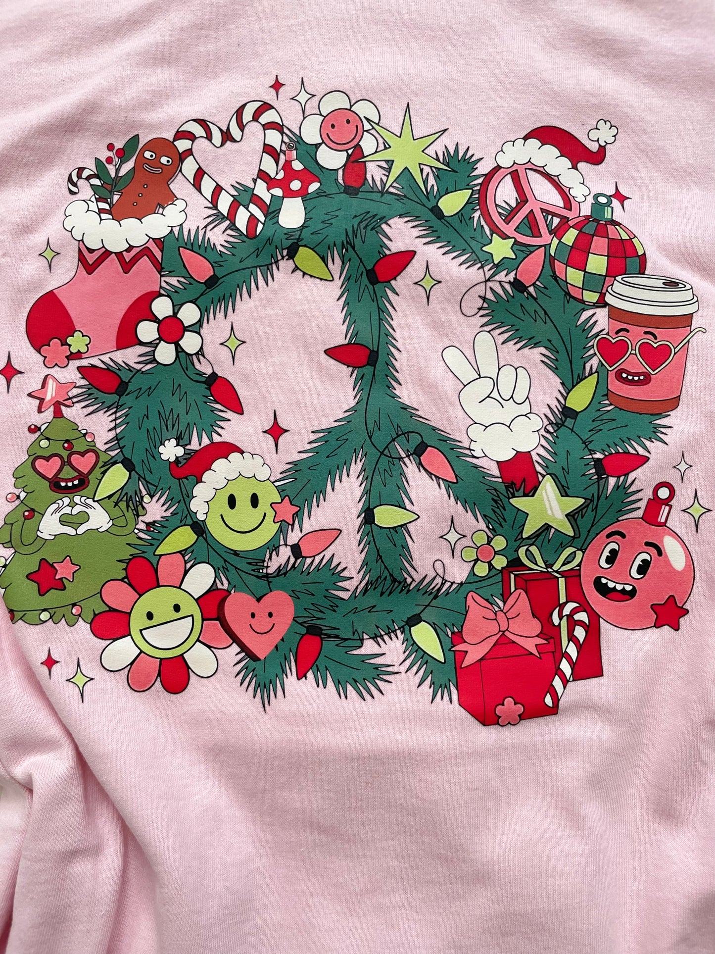 Peace Christmas pink tee