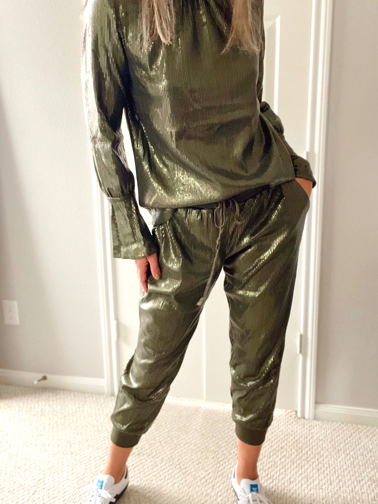 Sequins Olive Jogger Pants