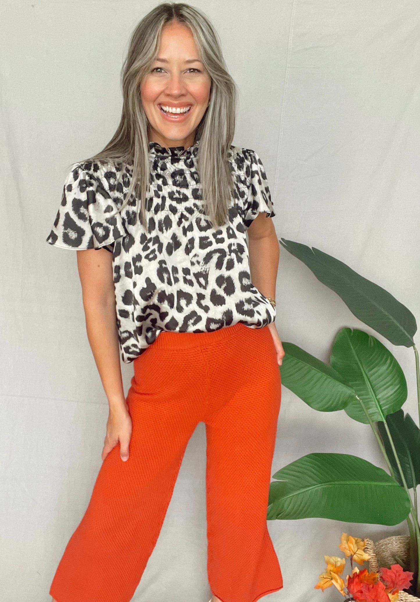 Short Sleeve Animal Print Top