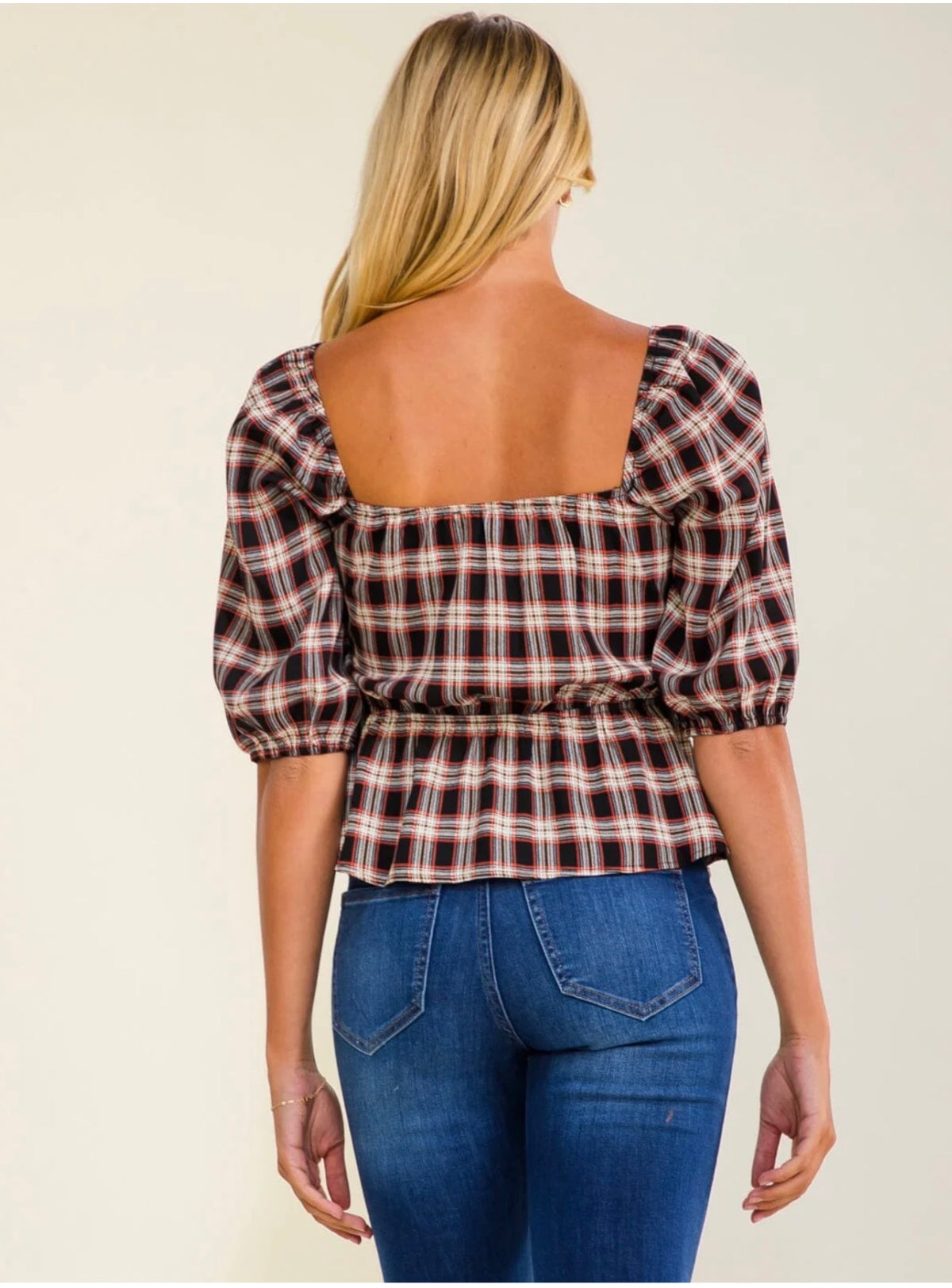 Short Sleeve Plaid Top