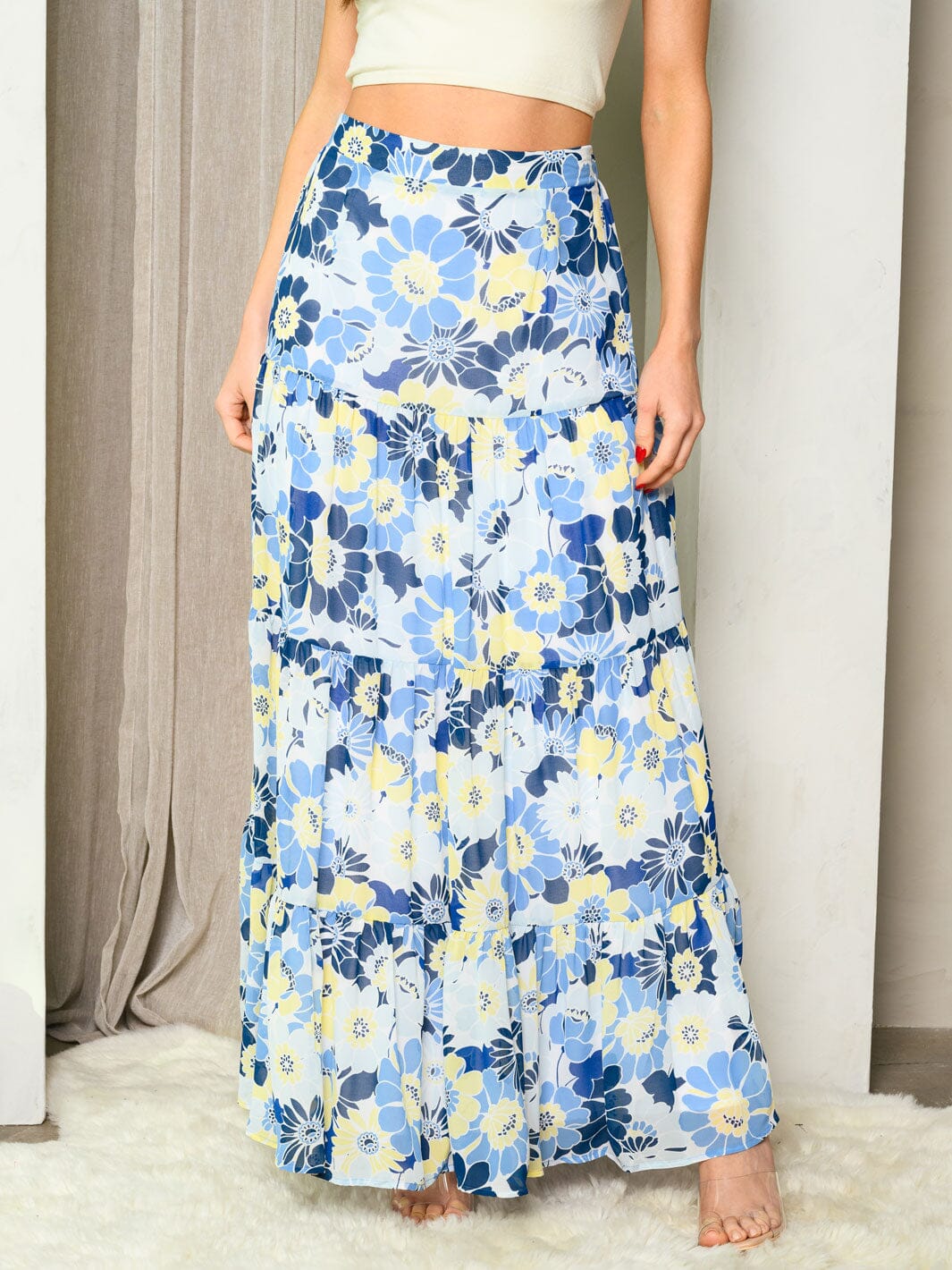 Floral Blue Maxi Skirt