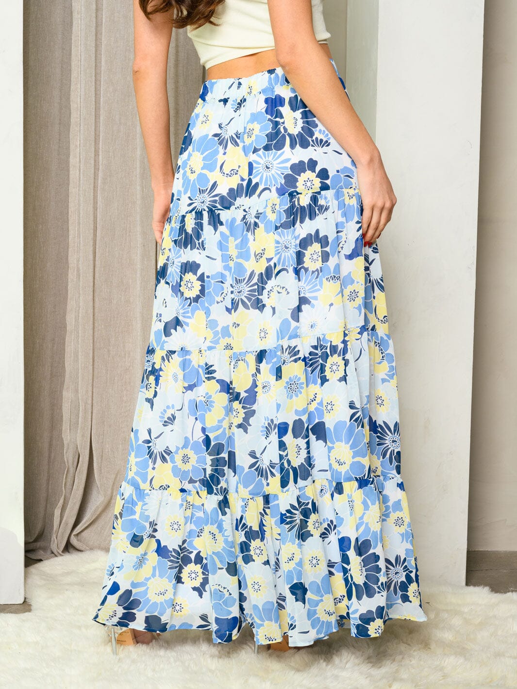 Floral Blue Maxi Skirt