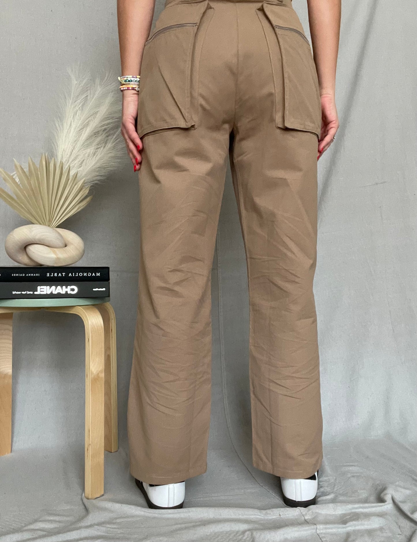 Button Closure Pockets Wide Leg Pants