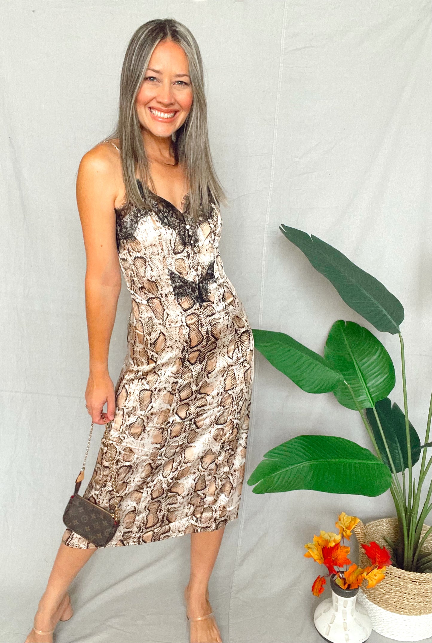 Snake Print Midi Dress