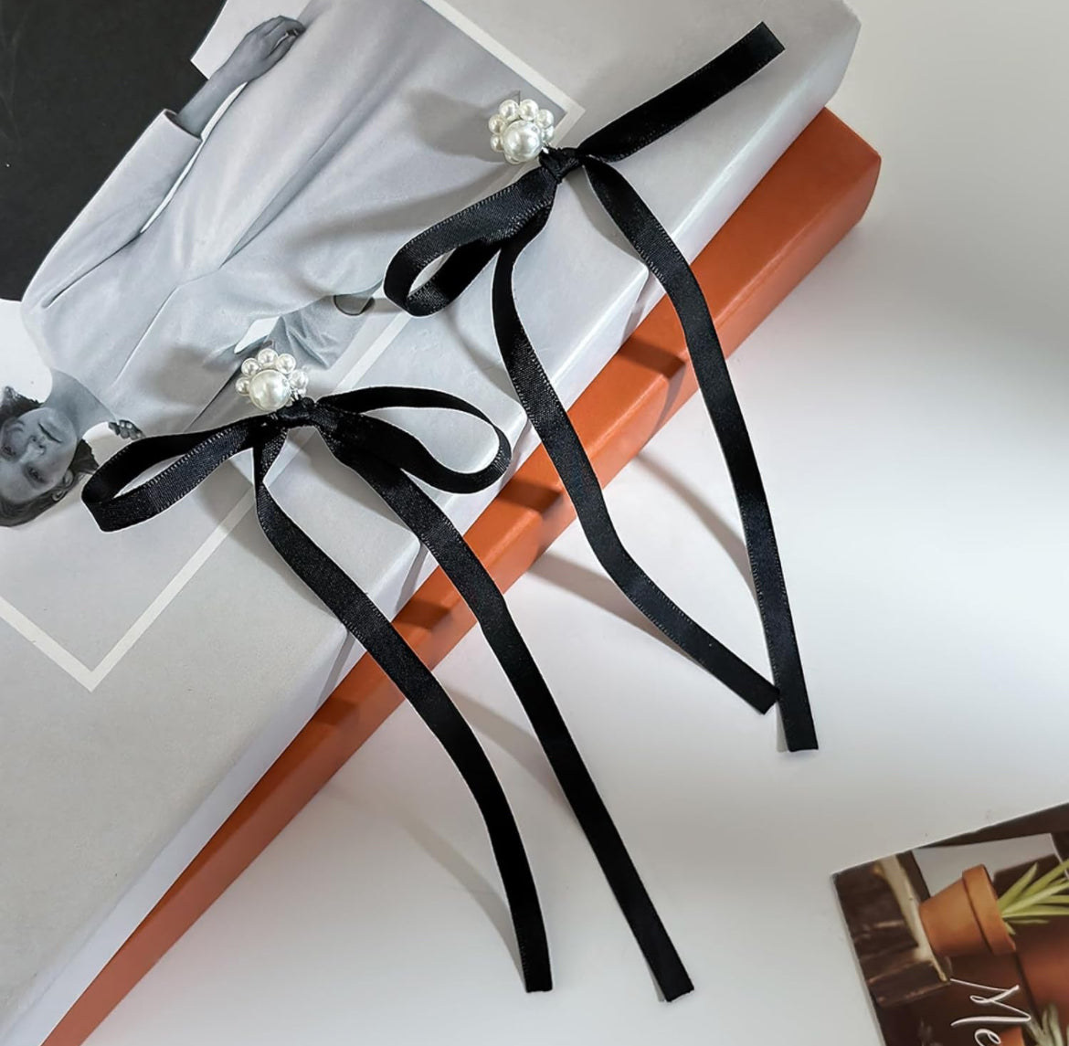 Black Satin Bow Earrings