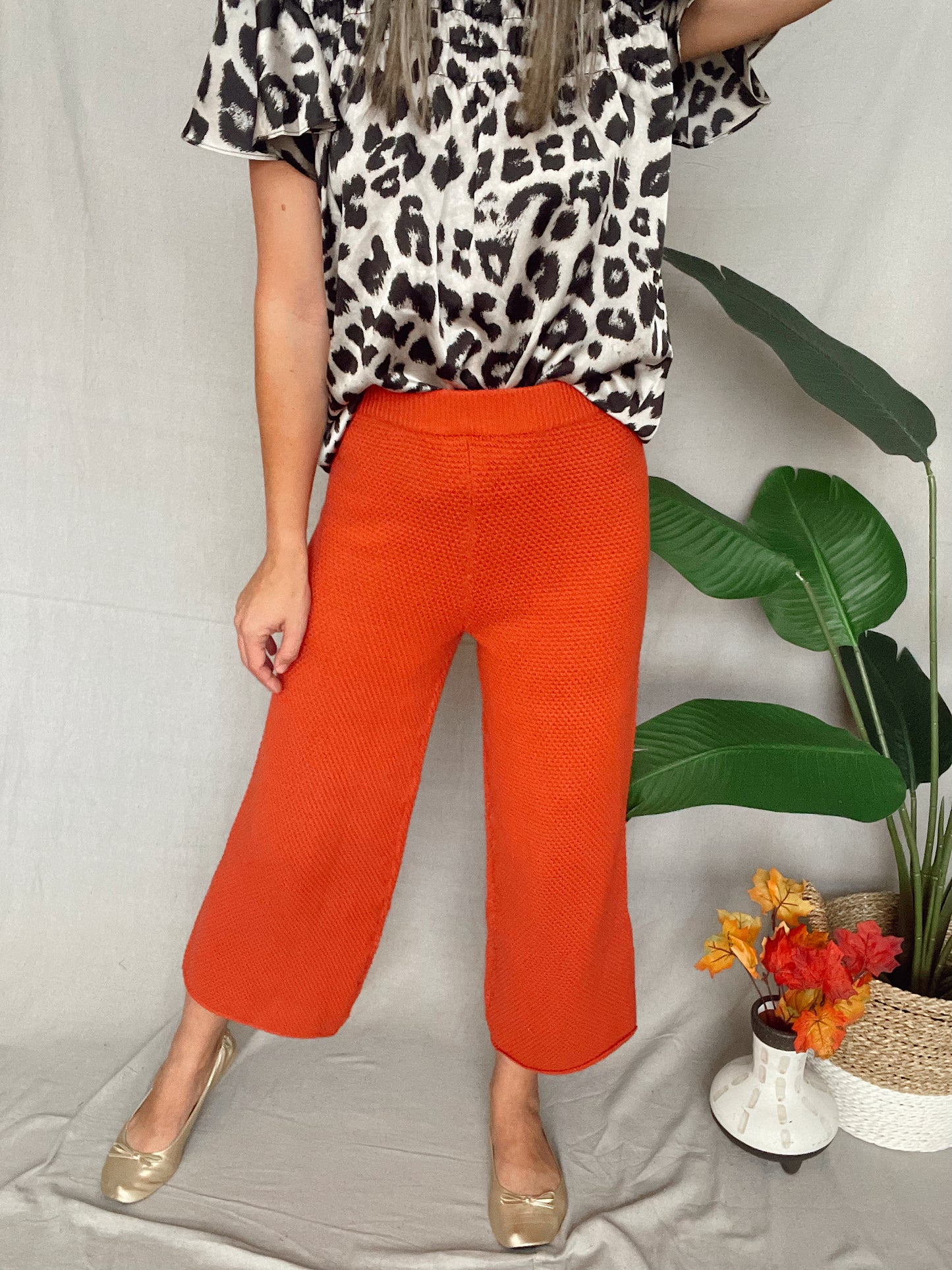 Wide Leg Crop Waffle Pants
