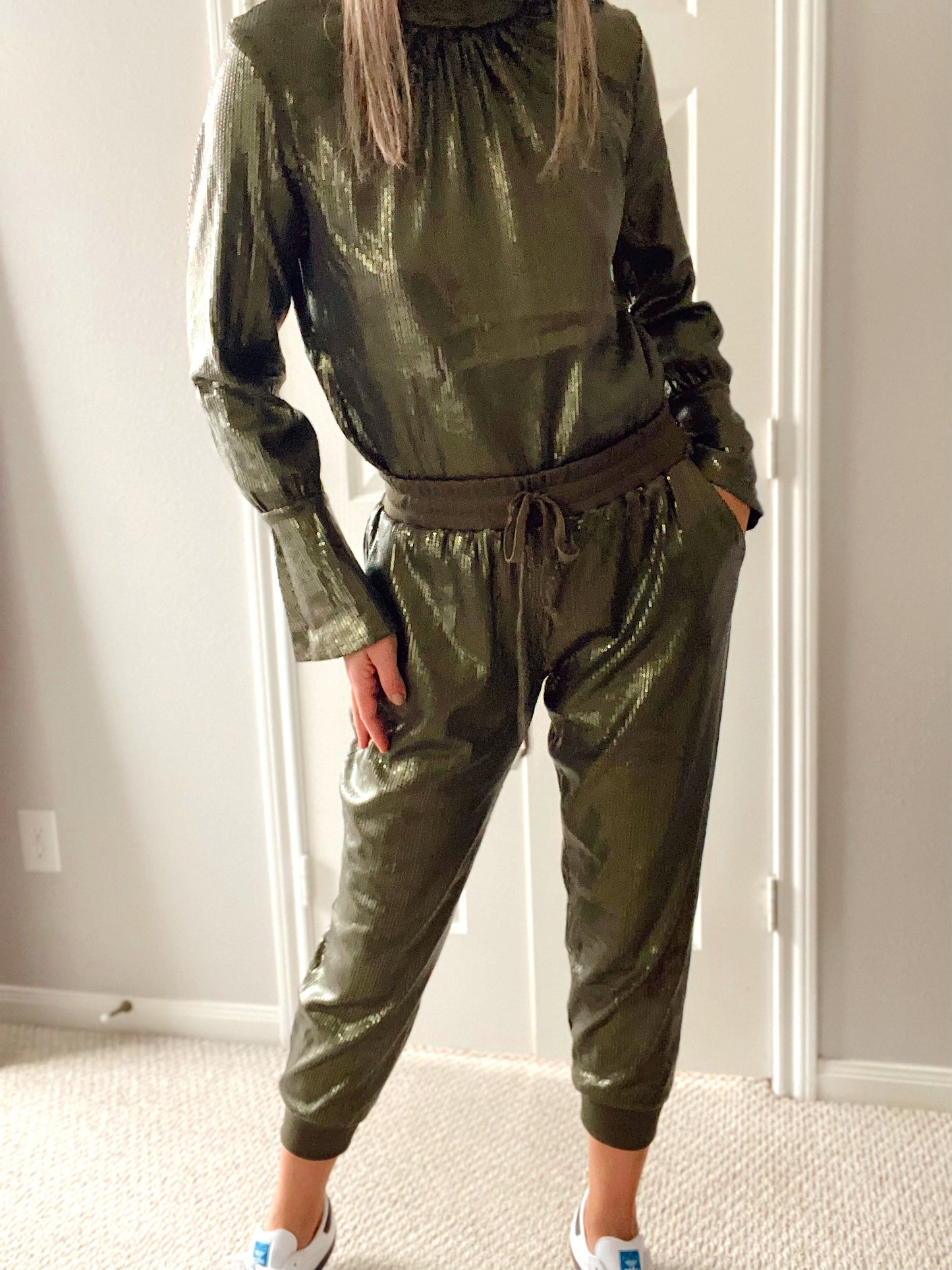 Sequins Olive Jogger Pants