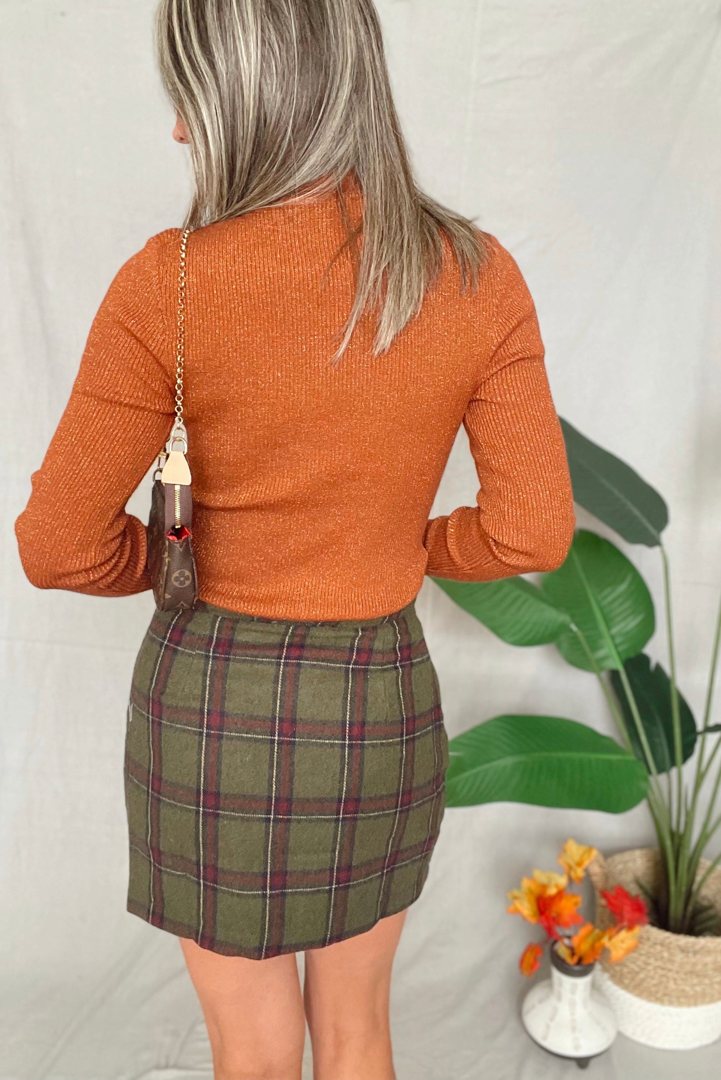 Long Sleeve Mock Neck Shimmer Top