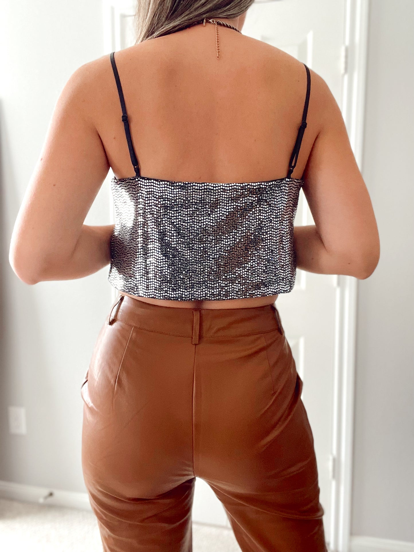 Metallic Sequins Crop Top