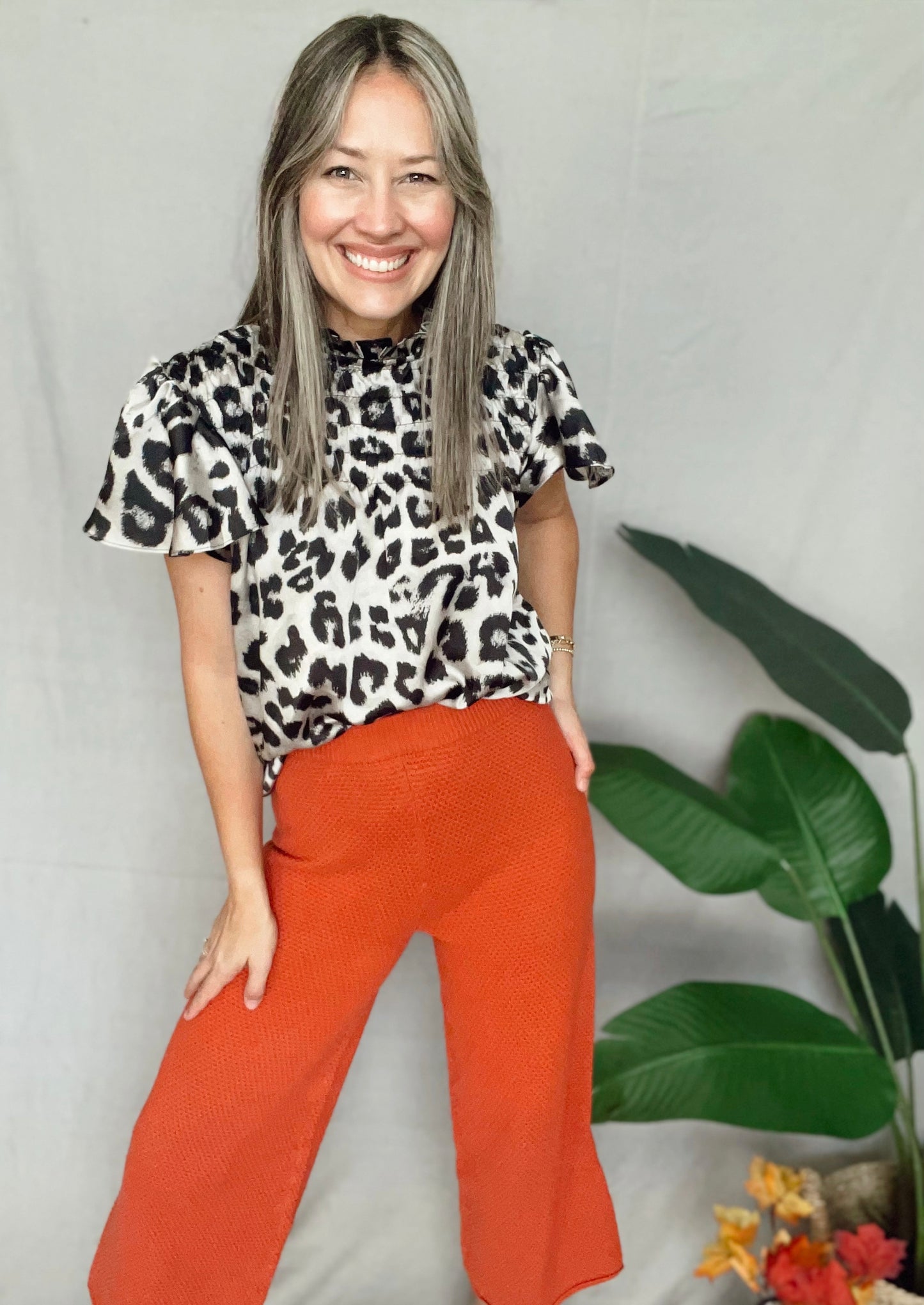 Wide Leg Crop Waffle Pants
