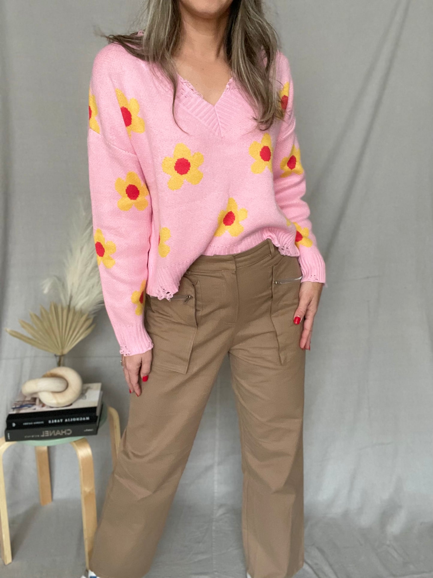 Button Closure Pockets Wide Leg Pants