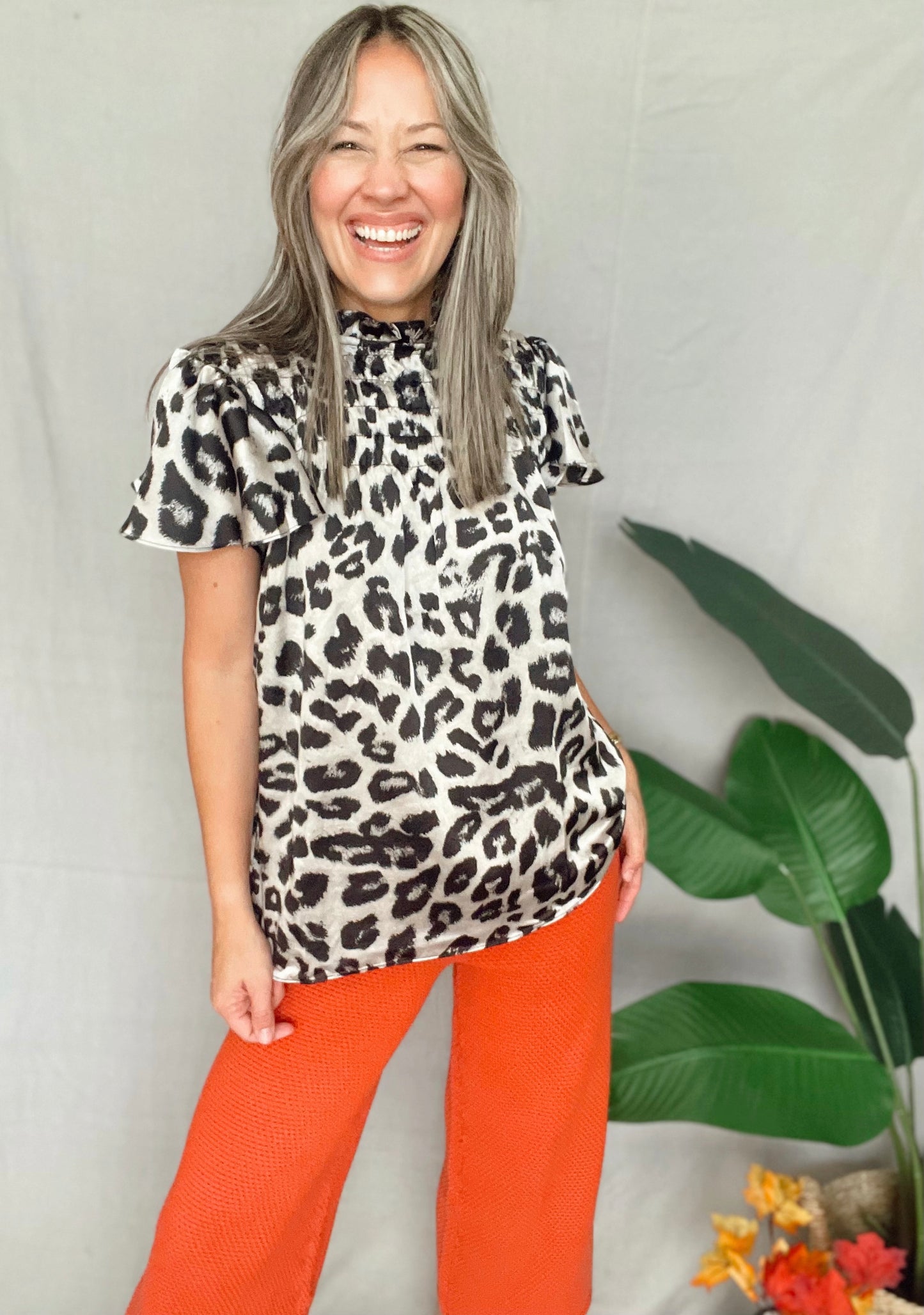 Short Sleeve Animal Print Top