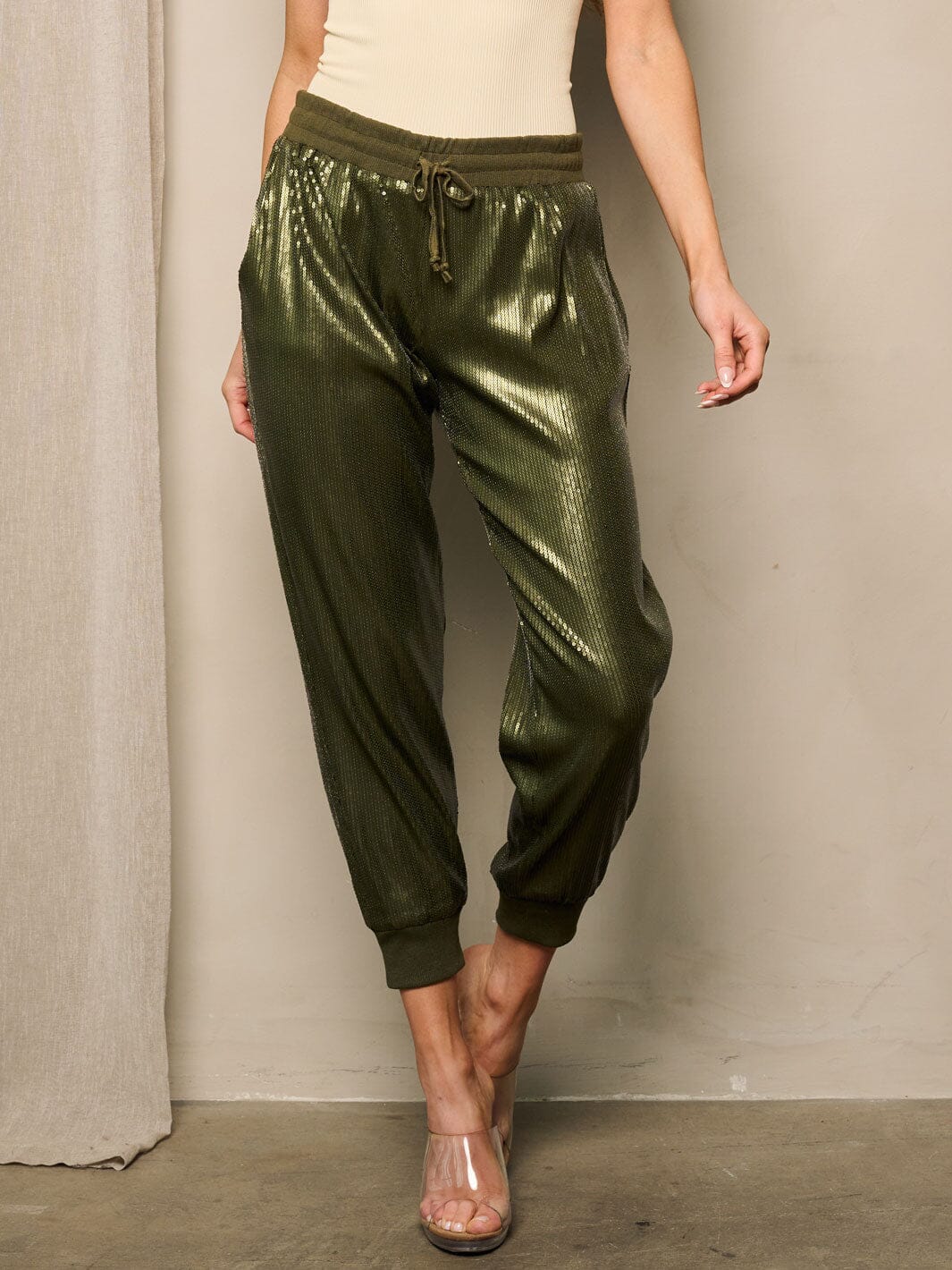 Sequins Olive Jogger Pants