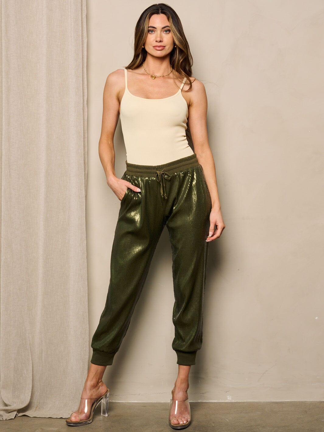 Sequins Olive Jogger Pants