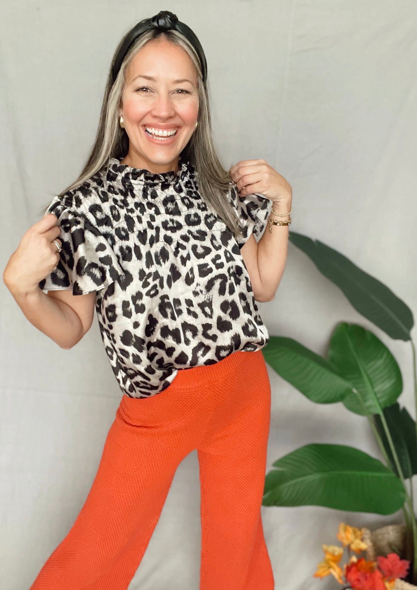 Short Sleeve Animal Print Top
