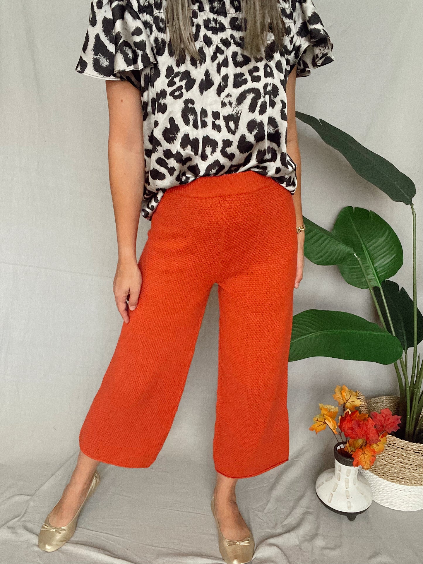Wide Leg Crop Waffle Pants