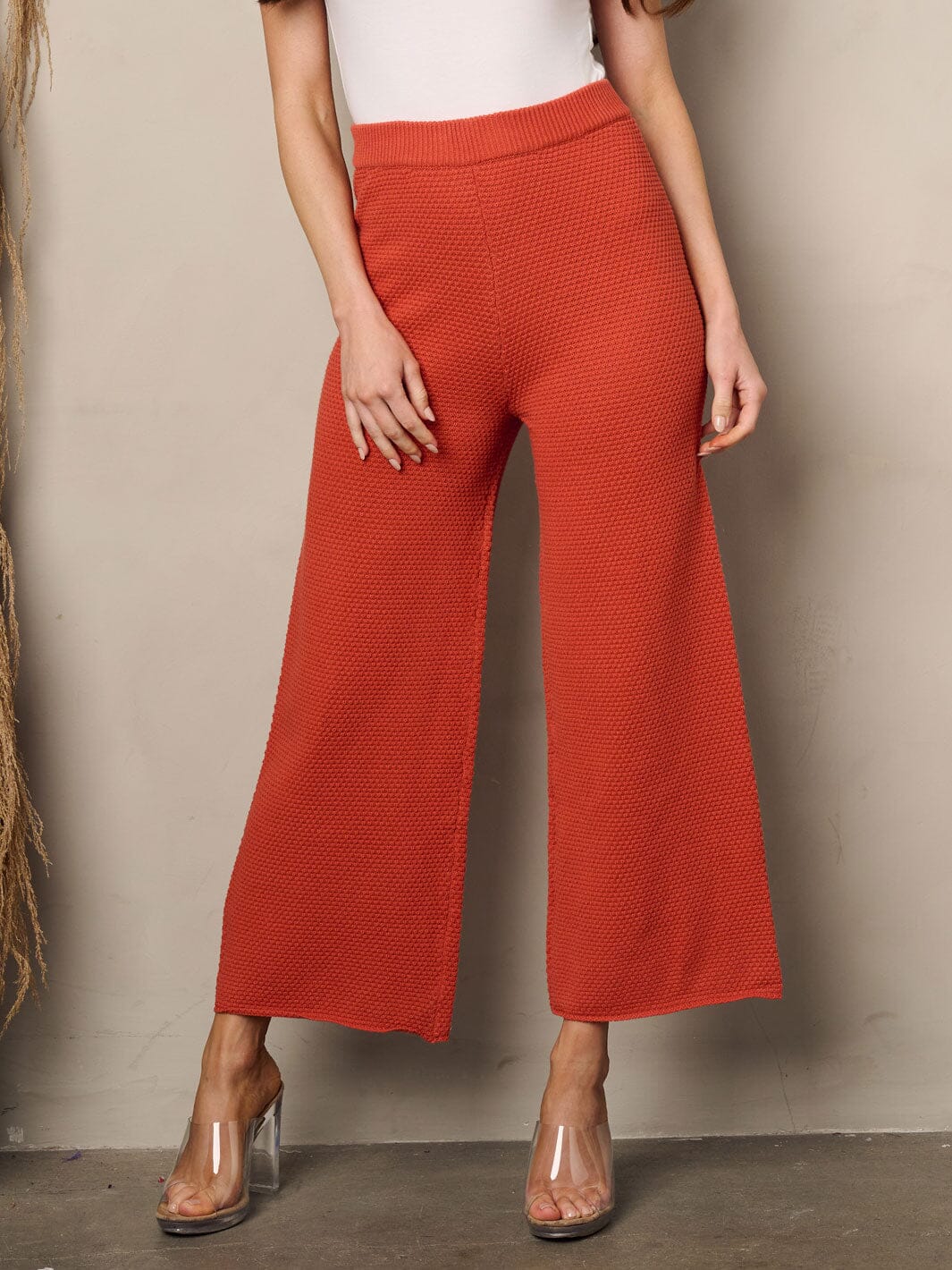 Wide Leg Crop Waffle Pants