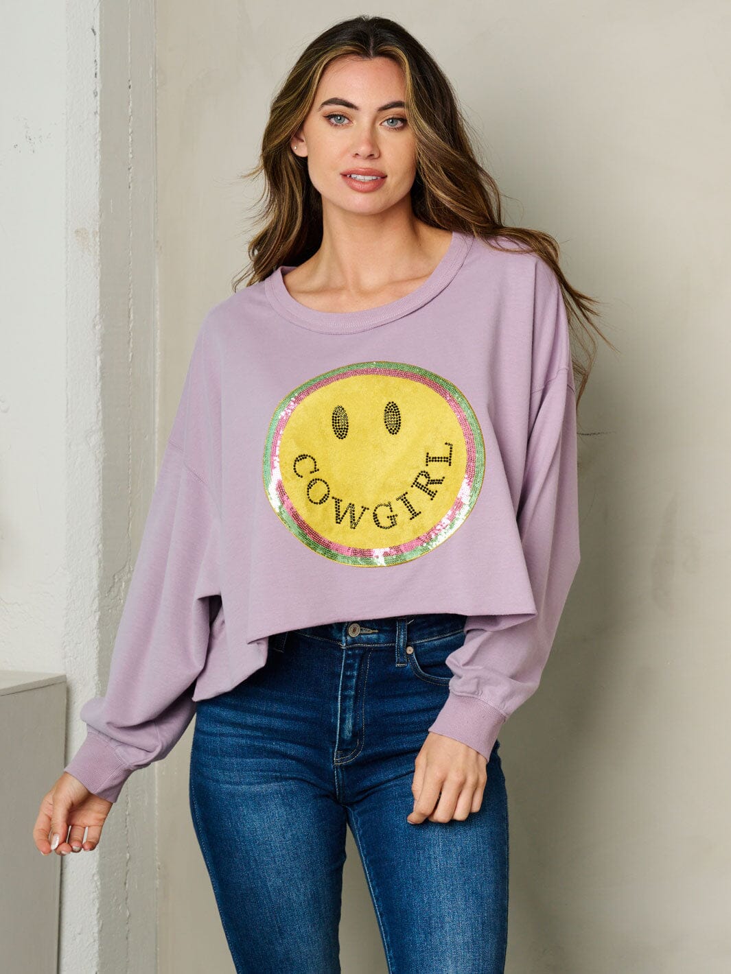 Cowgirl Long Sleeve Sequins Top