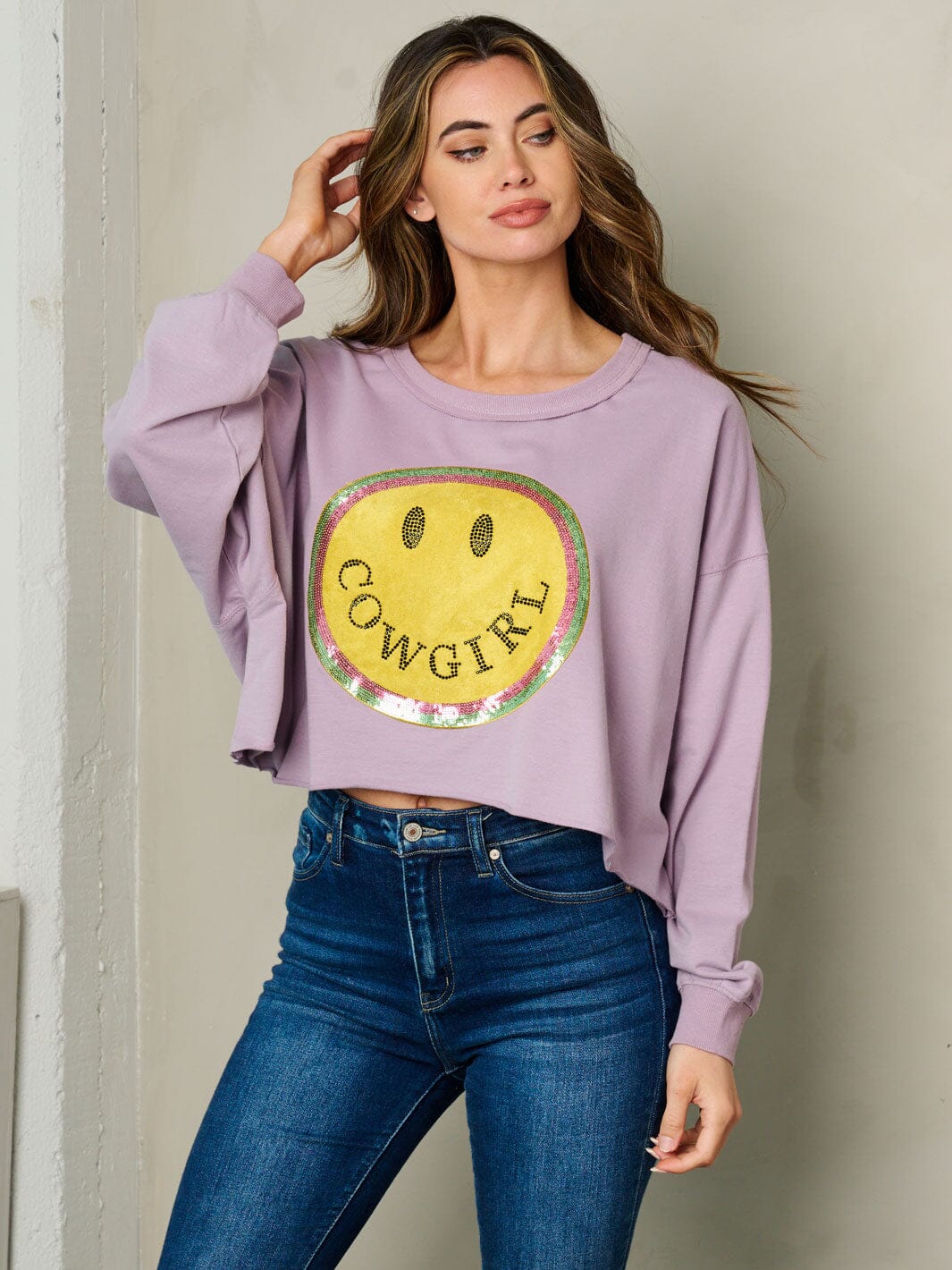 Cowgirl Long Sleeve Sequins Top