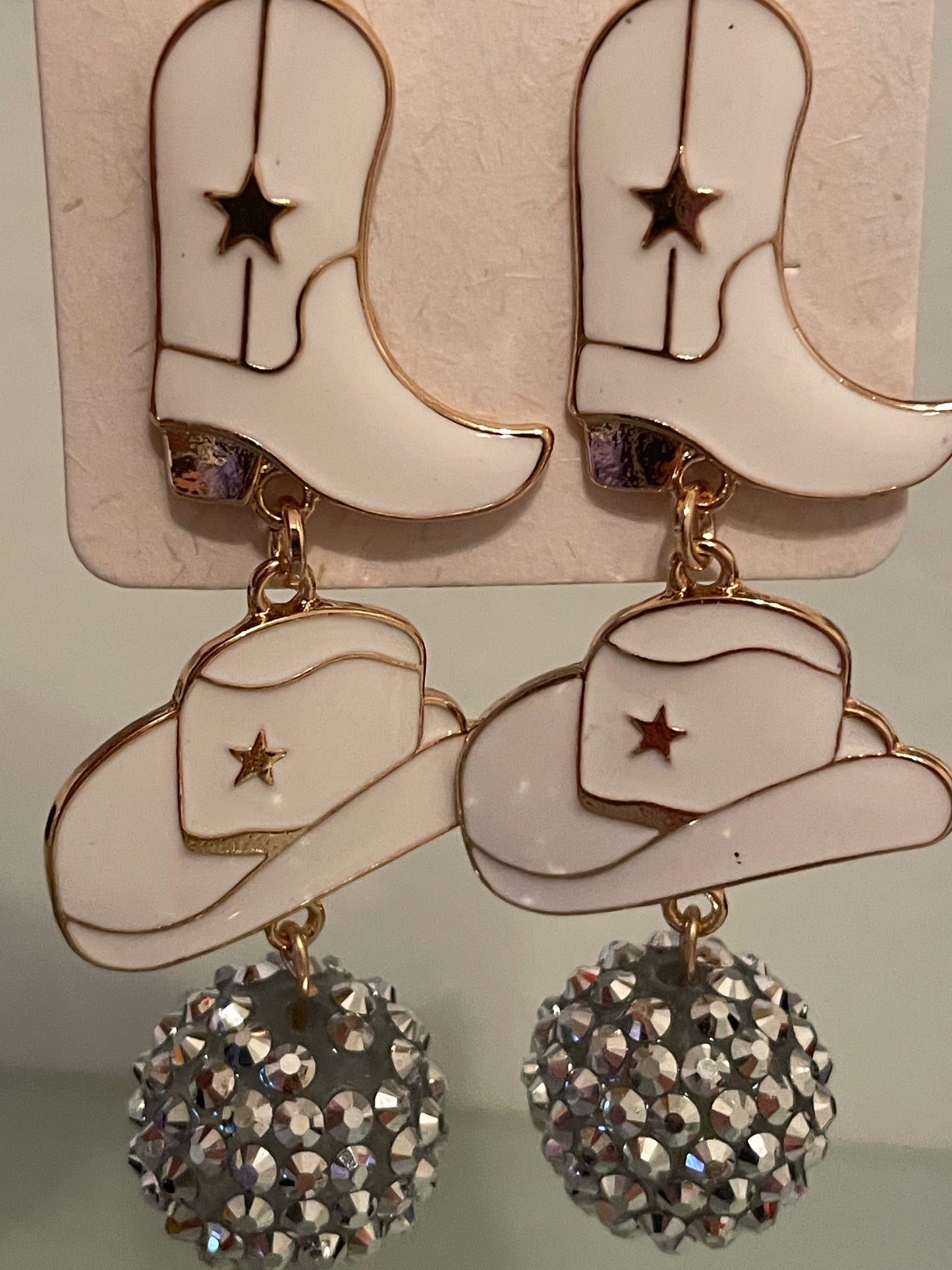 Discoball Cowboot Earrings