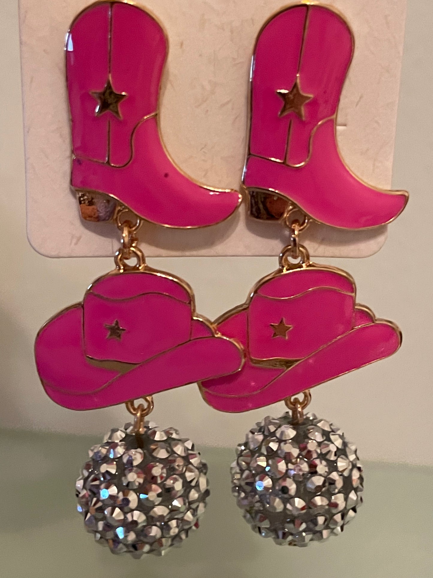 Discoball Cowboot Earrings