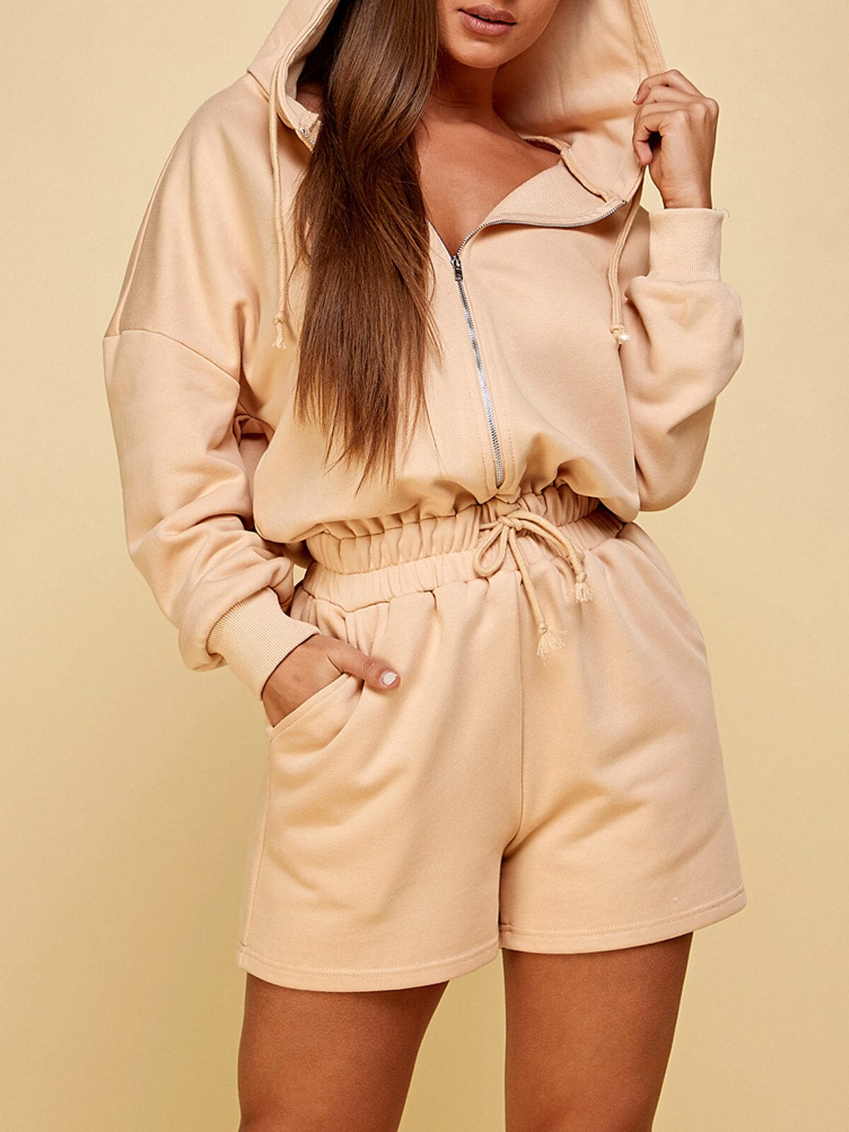 Long sleeve Zipper Hooded Romper CHLO ECO BOUTIQUE