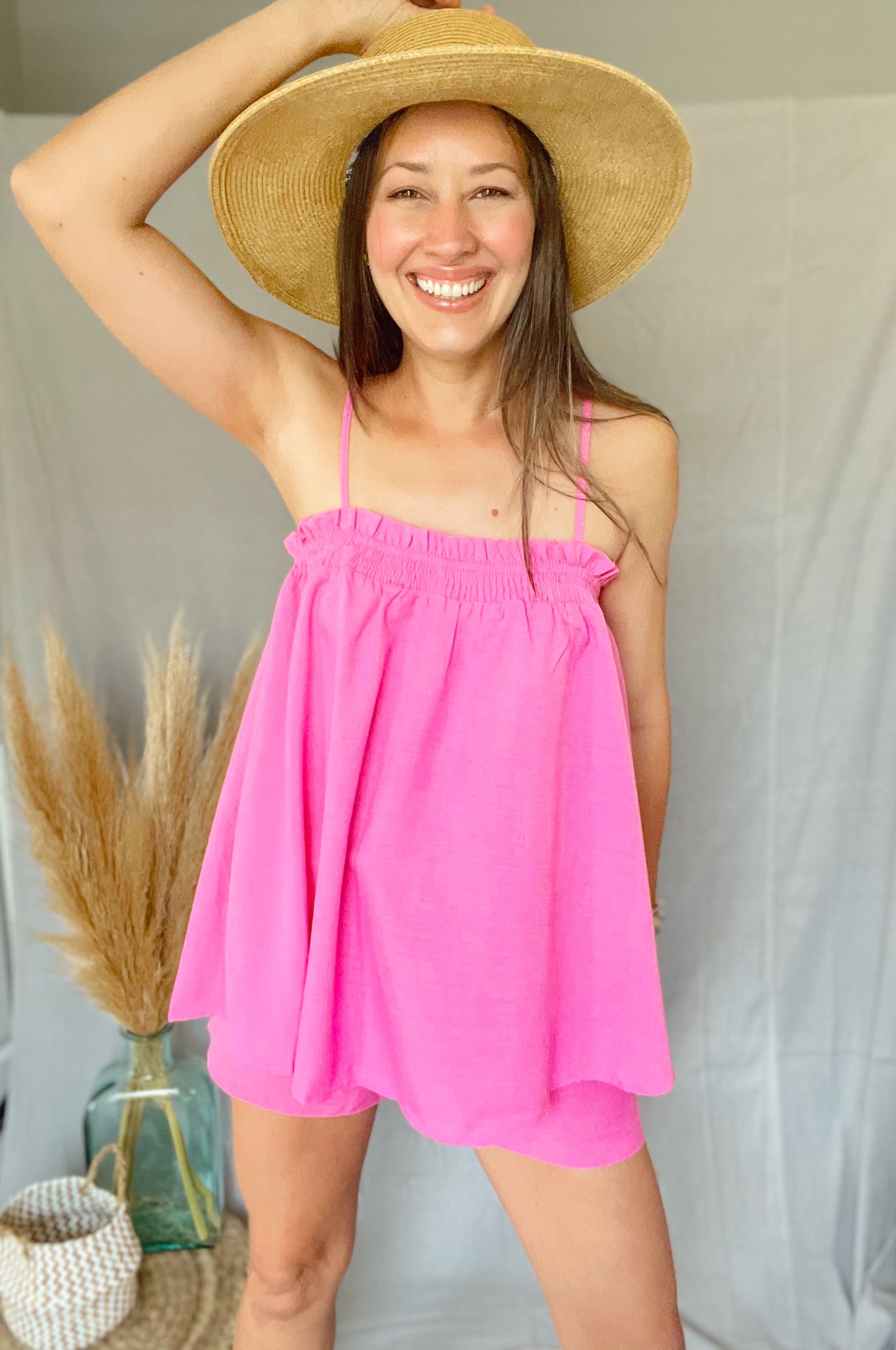 Loose Tunic Tank Pink Top