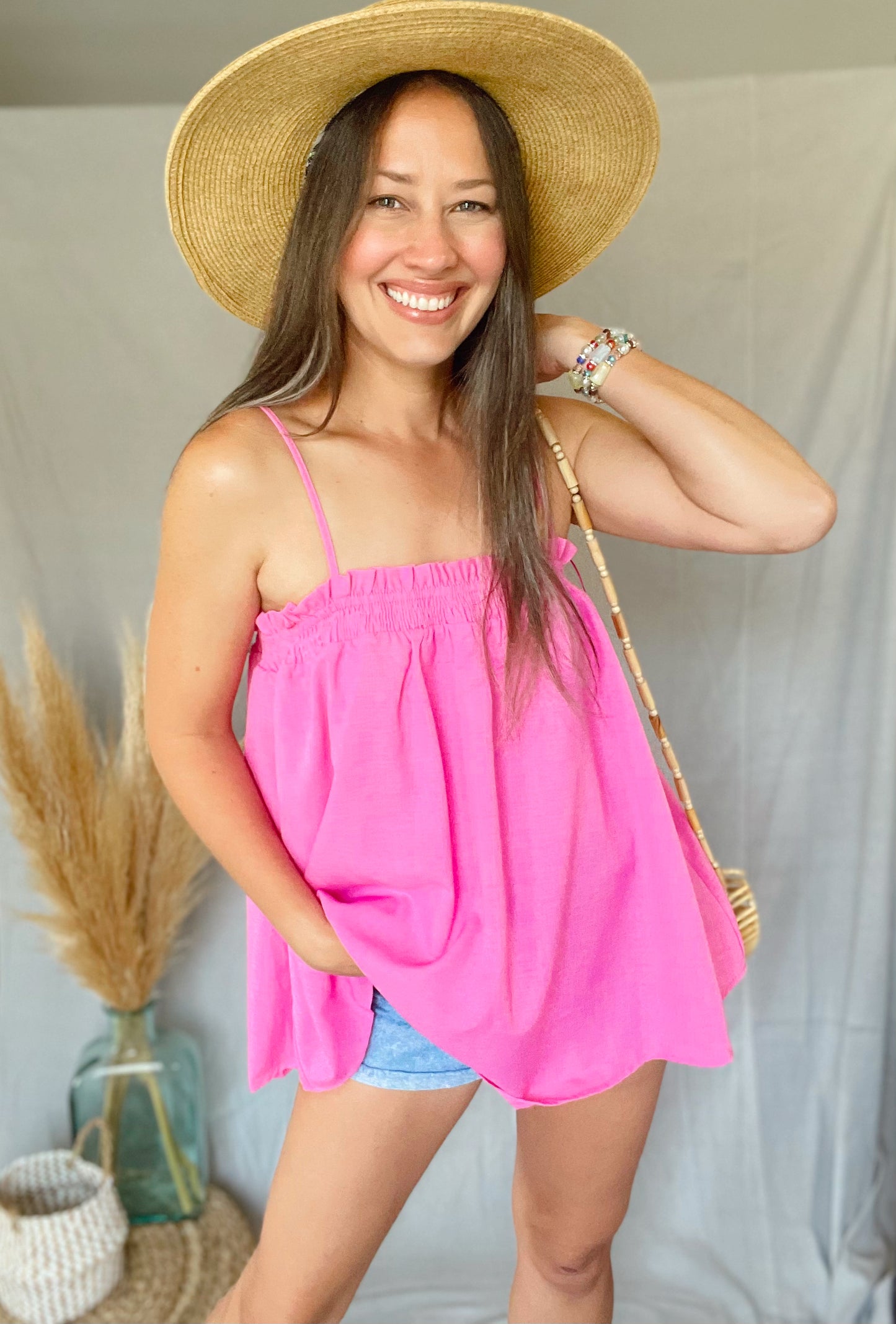 Loose Tunic Tank Pink Top