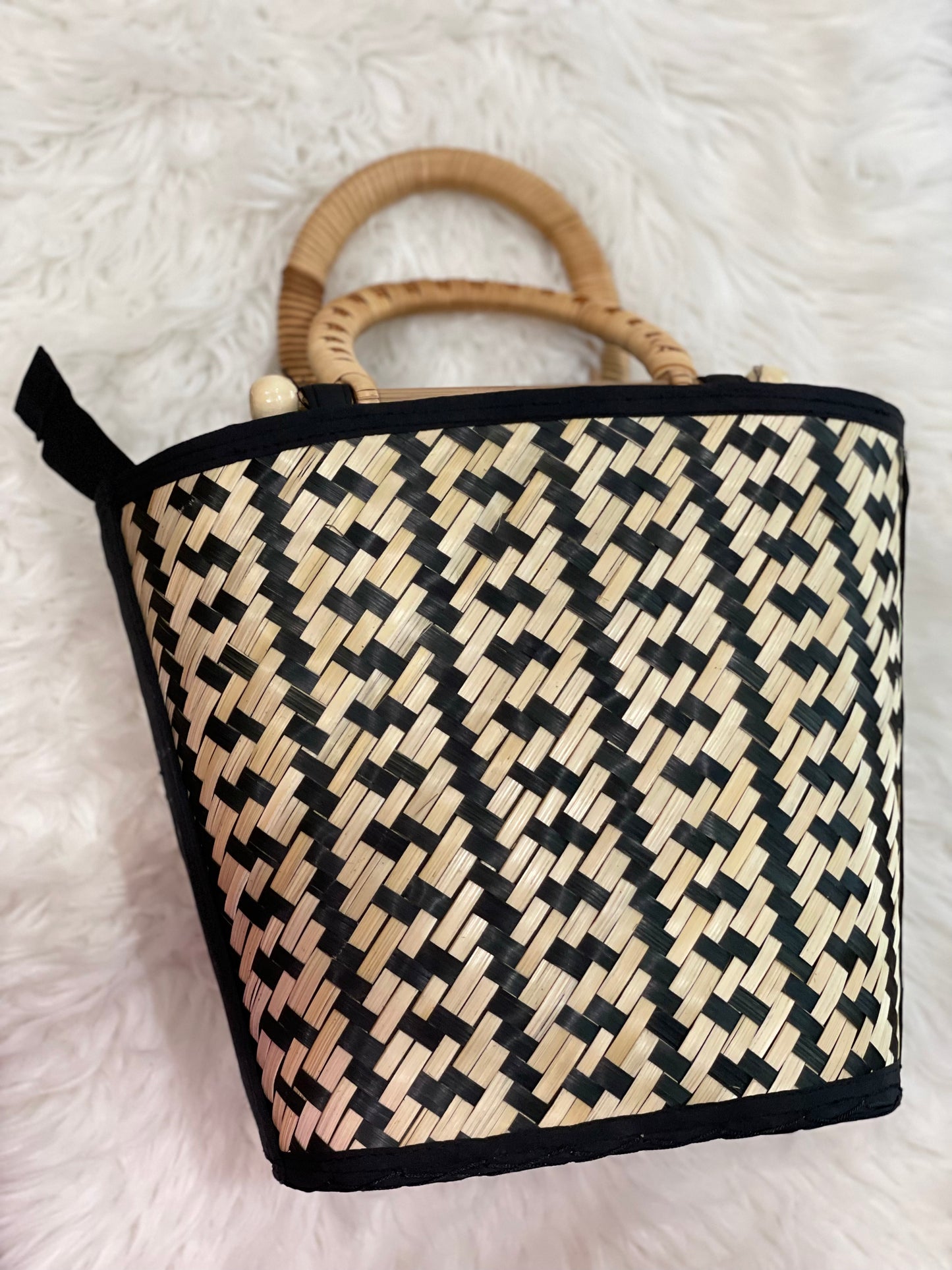 Rattan Beige-Black Bag