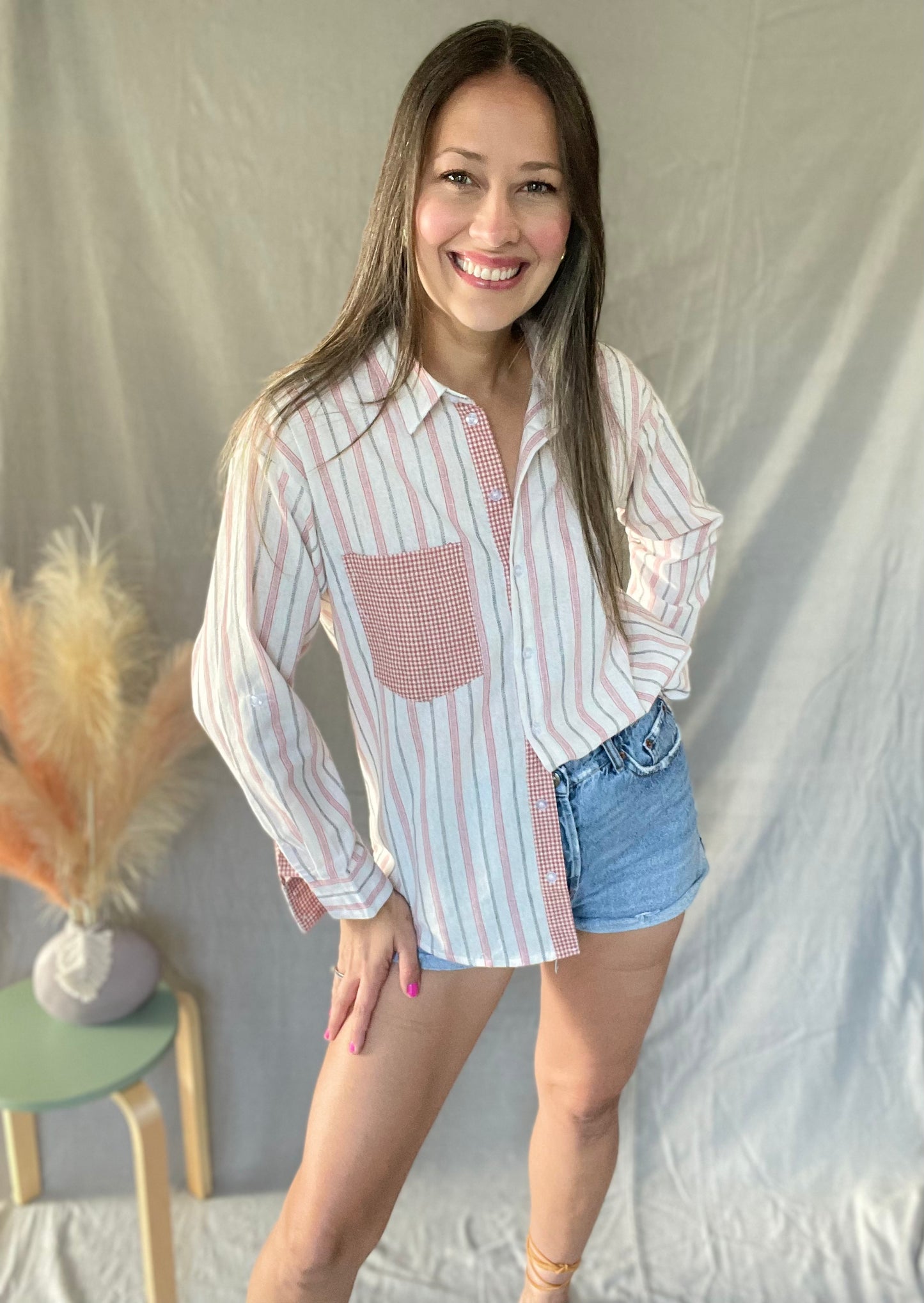Eva Button Up Stripes Top