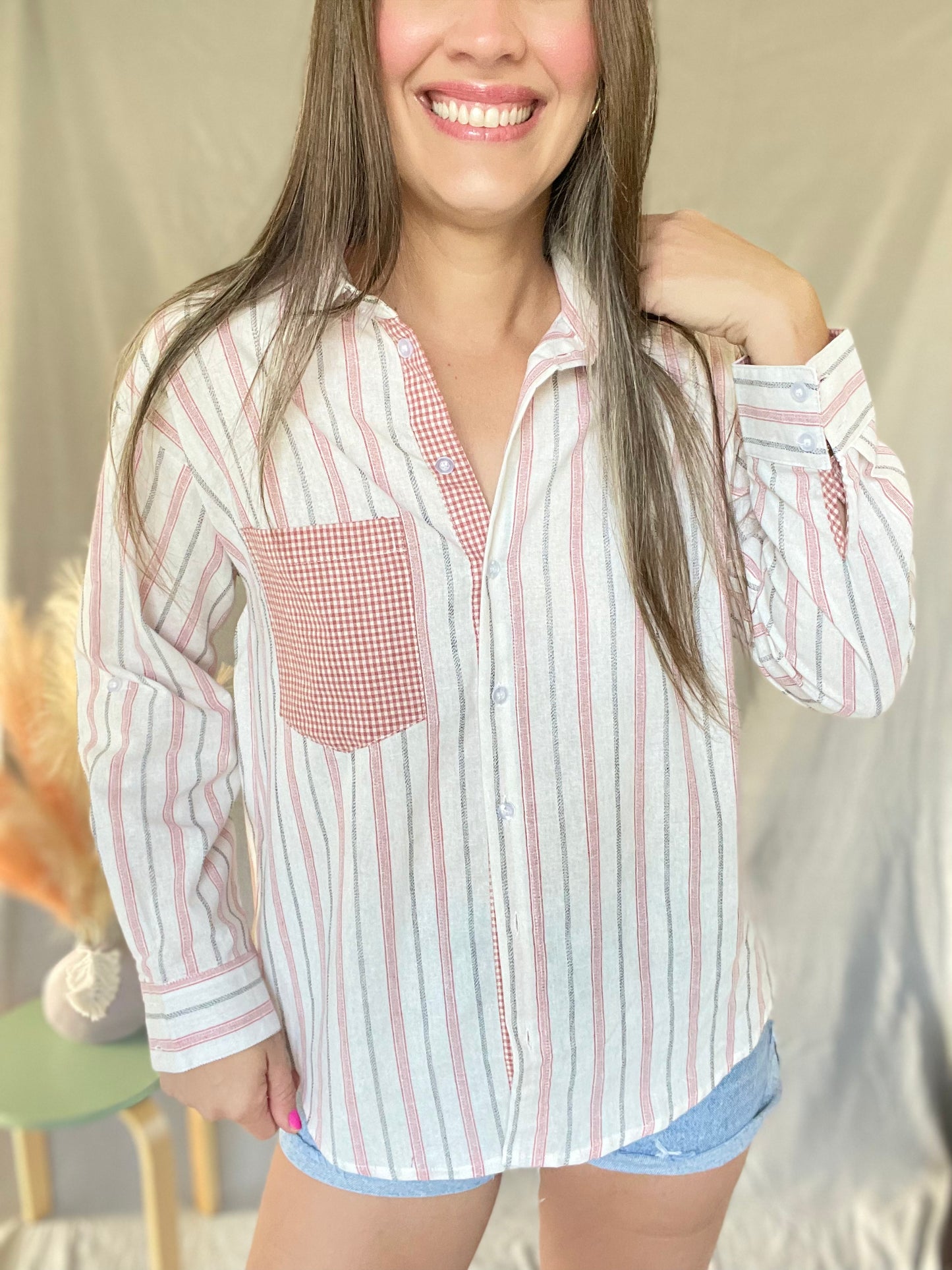 Eva Button Up Stripes Top
