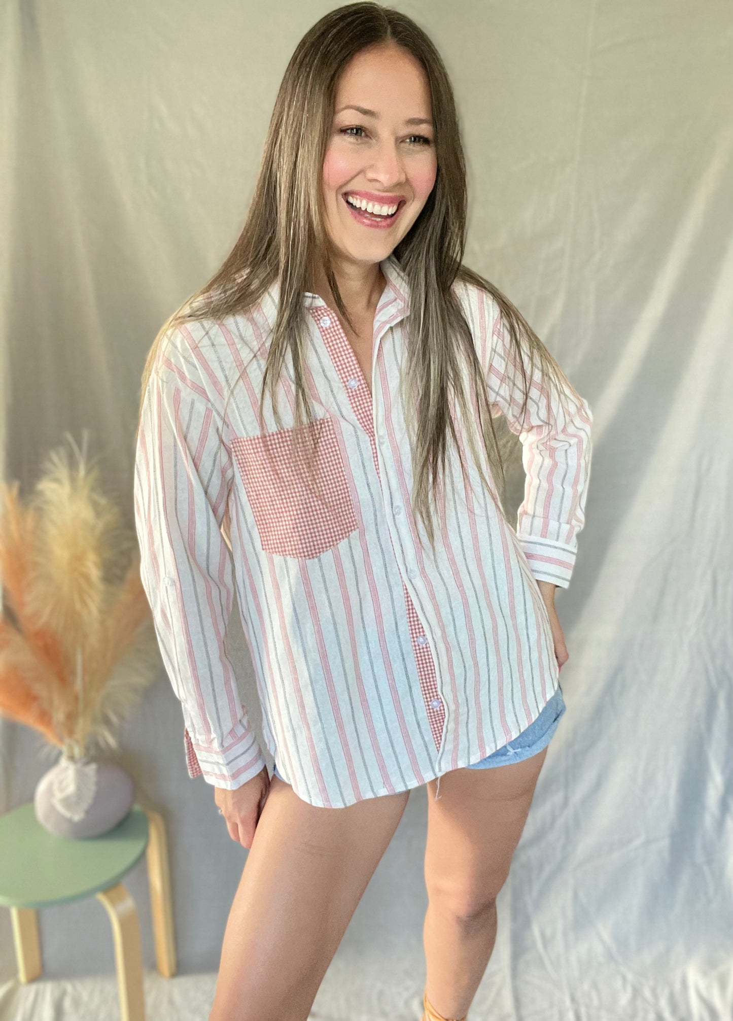 Eva Button Up Stripes Top