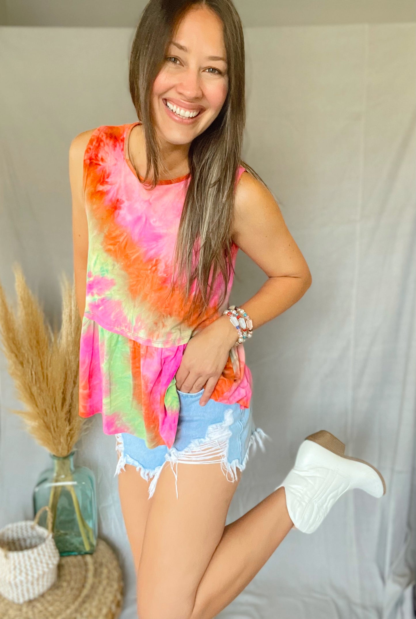 Tie Dye Pink Tank Top