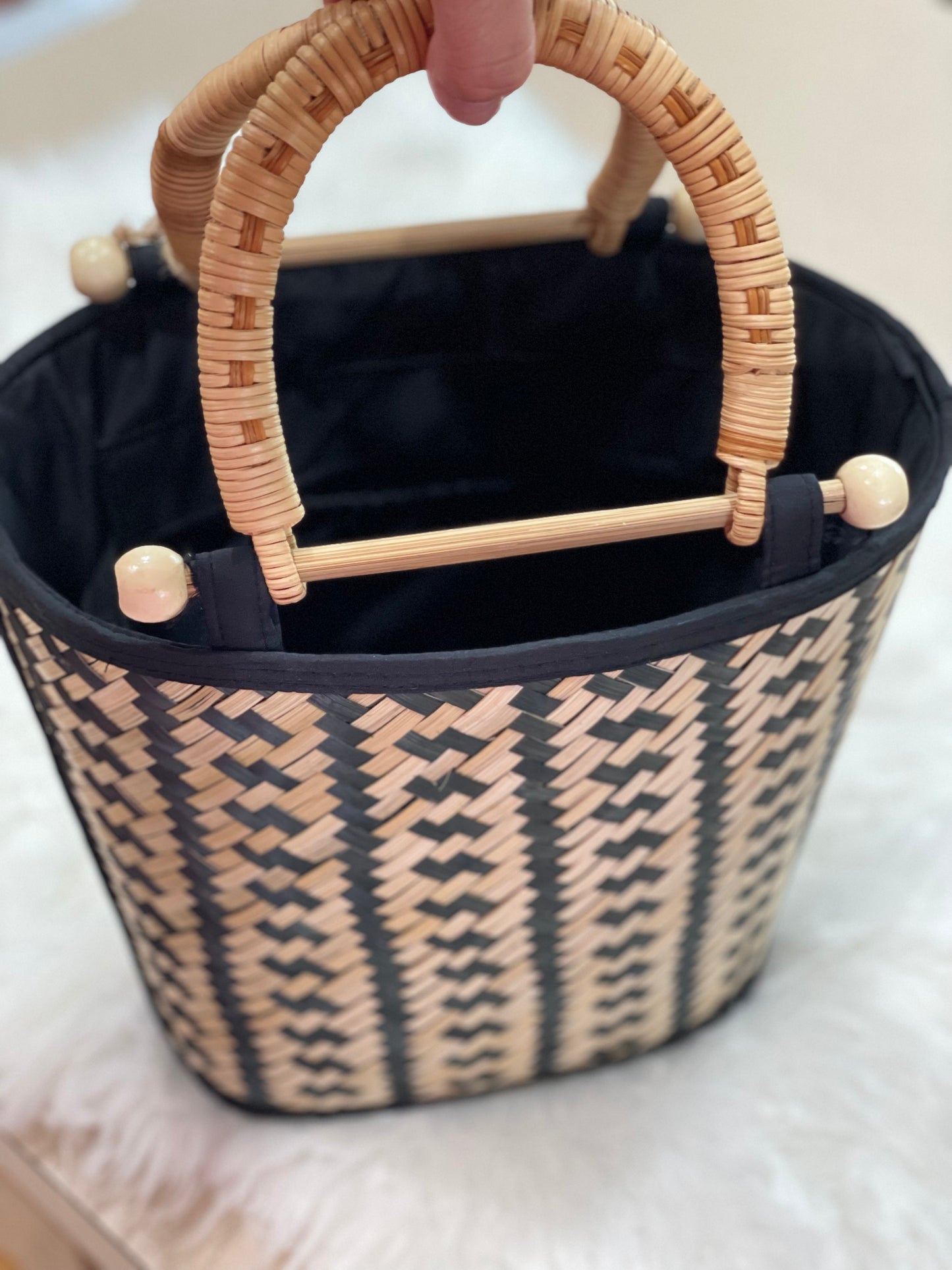 Rattan Beige-Black Bag
