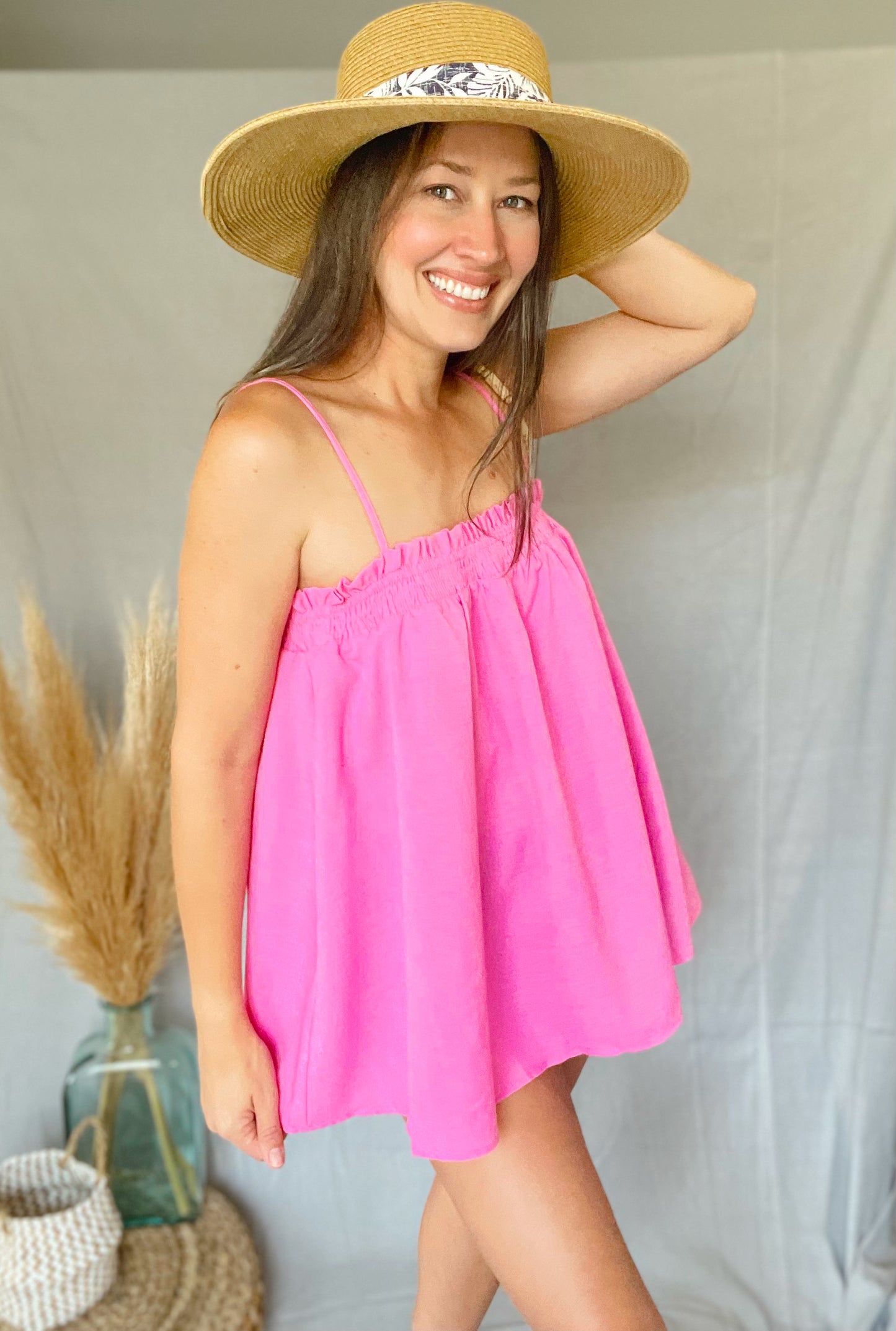 Loose Tunic Tank Pink Top