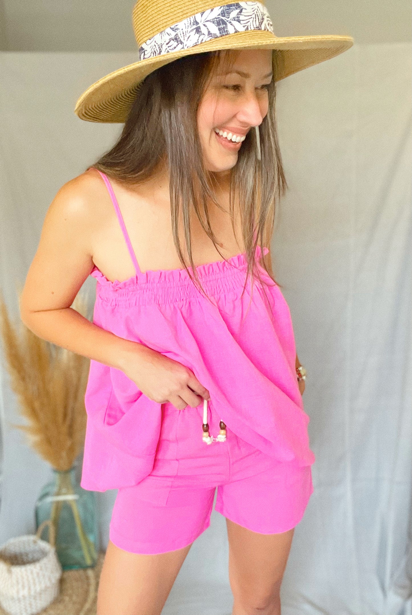 Pockets Smock Pink Shorts
