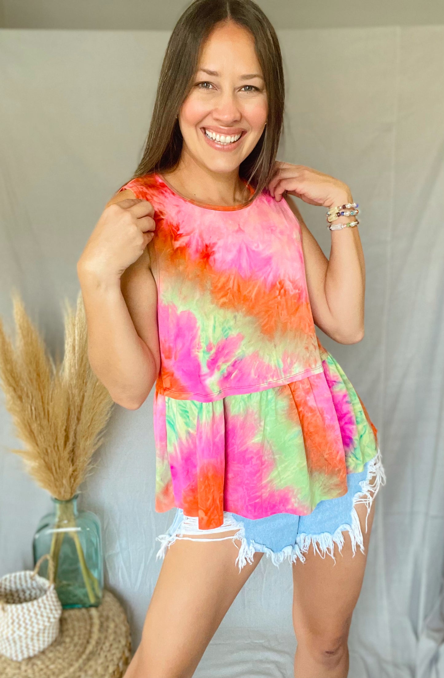 Tie Dye Pink Tank Top