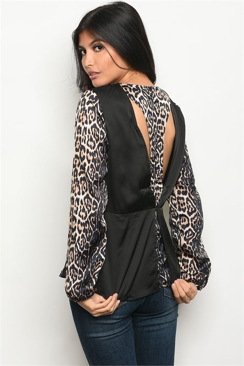 Black Cheetah Print Top