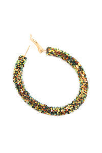Black Sequin Coated Hoop Earrings