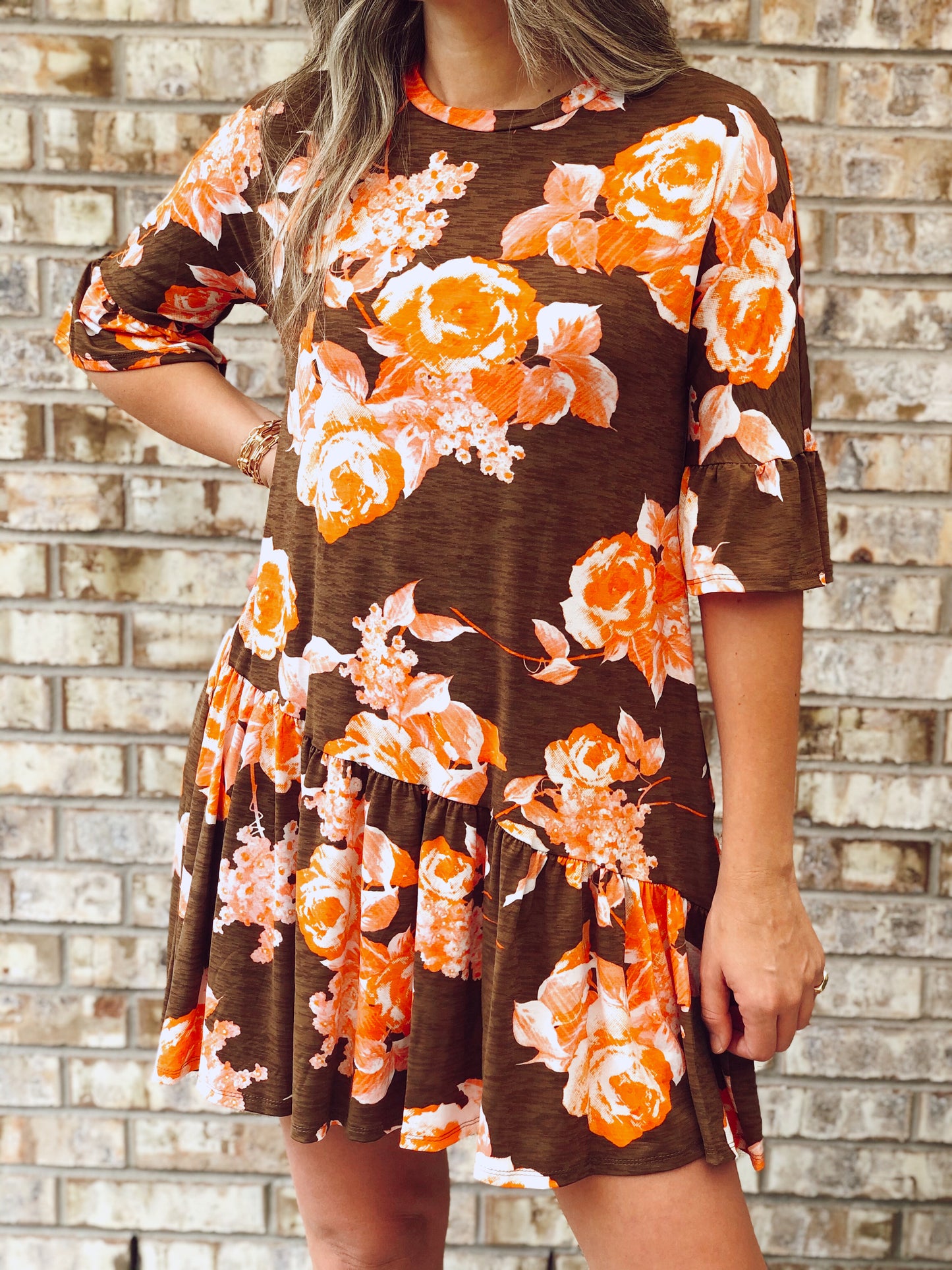 Helena Brown Floral Dress