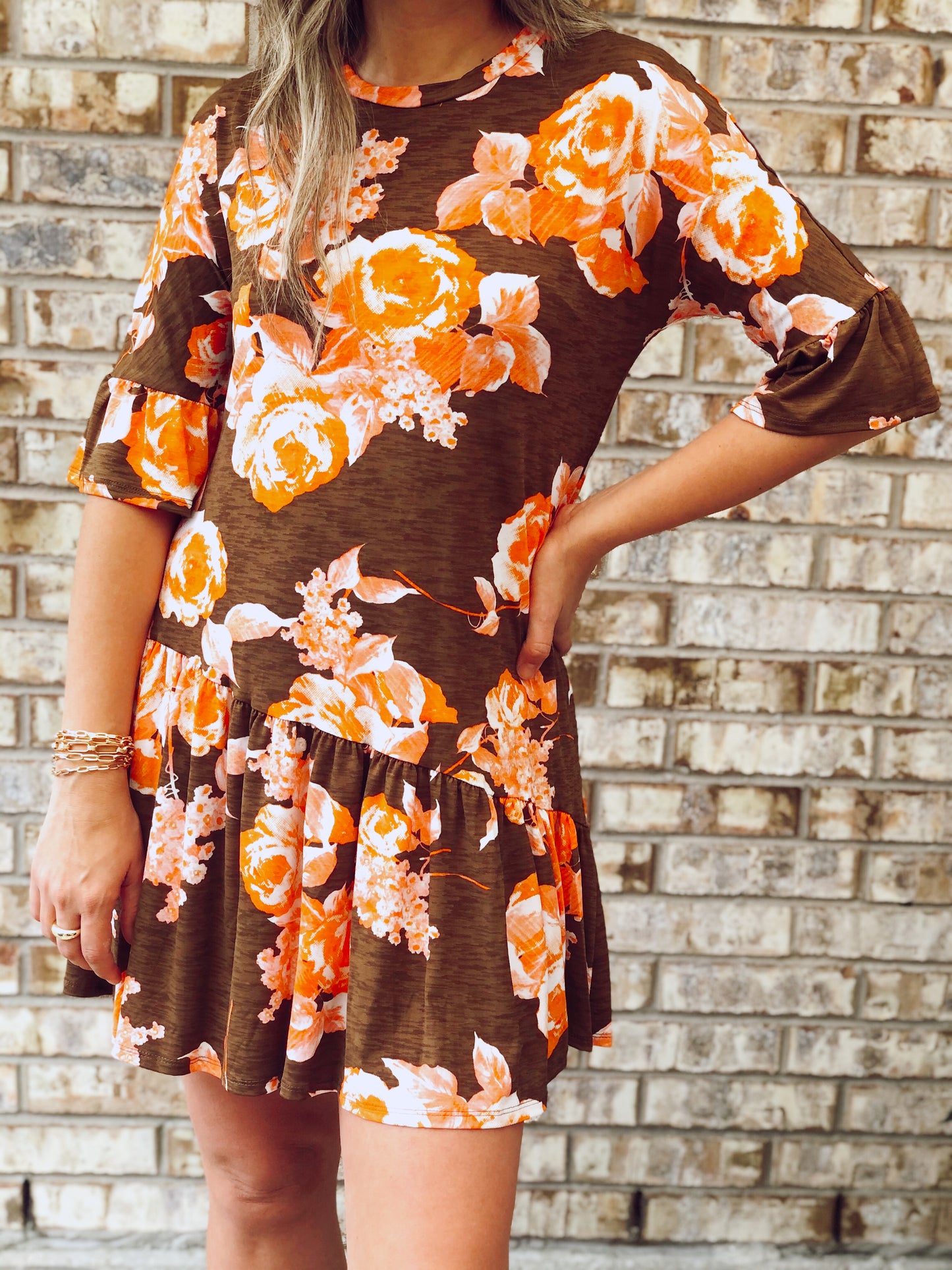 Helena Brown Floral Dress