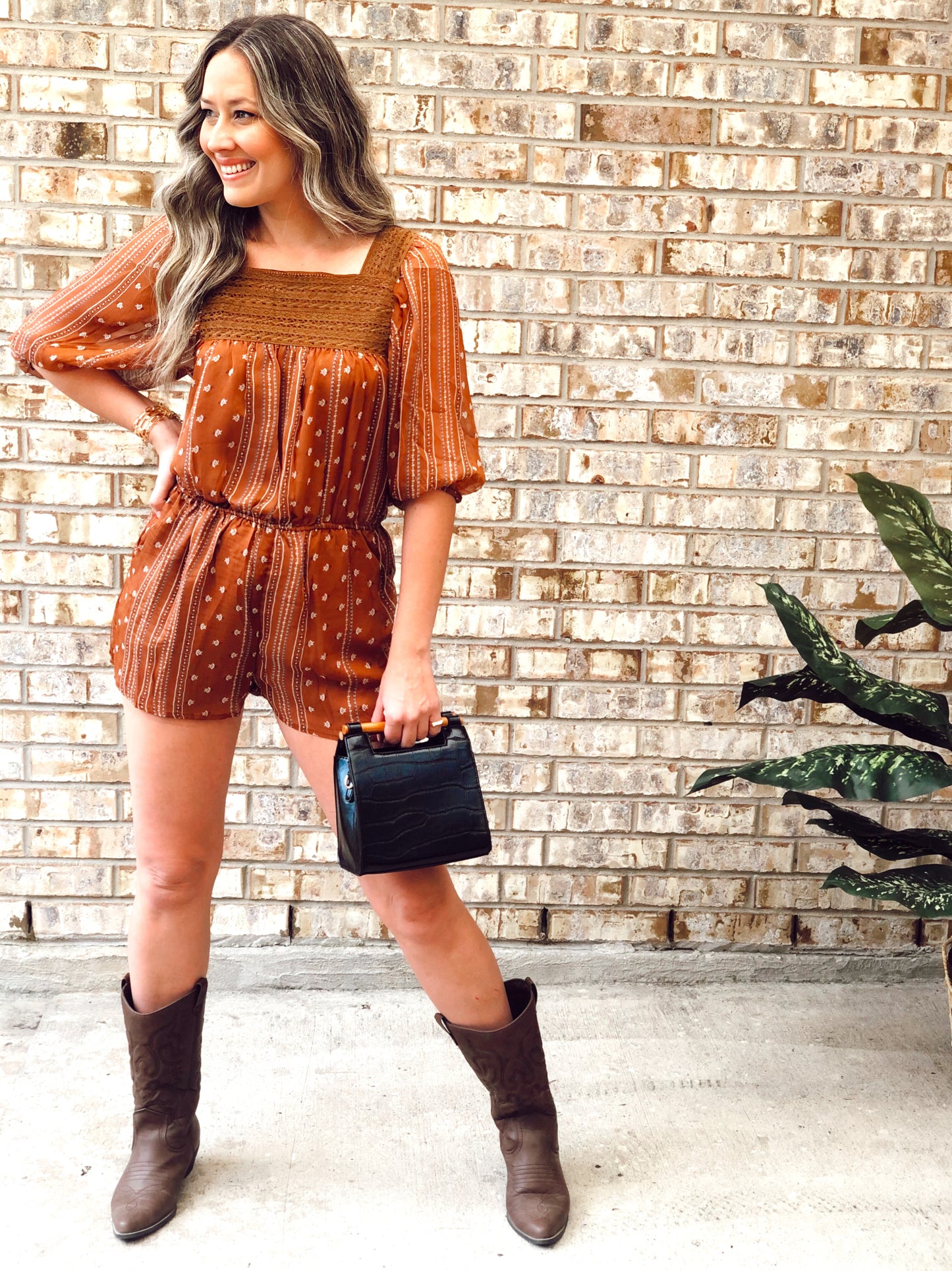 Sasha Camel Print Romper