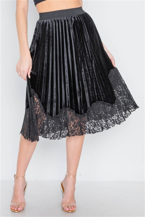 Logan Black Velvet Skirt