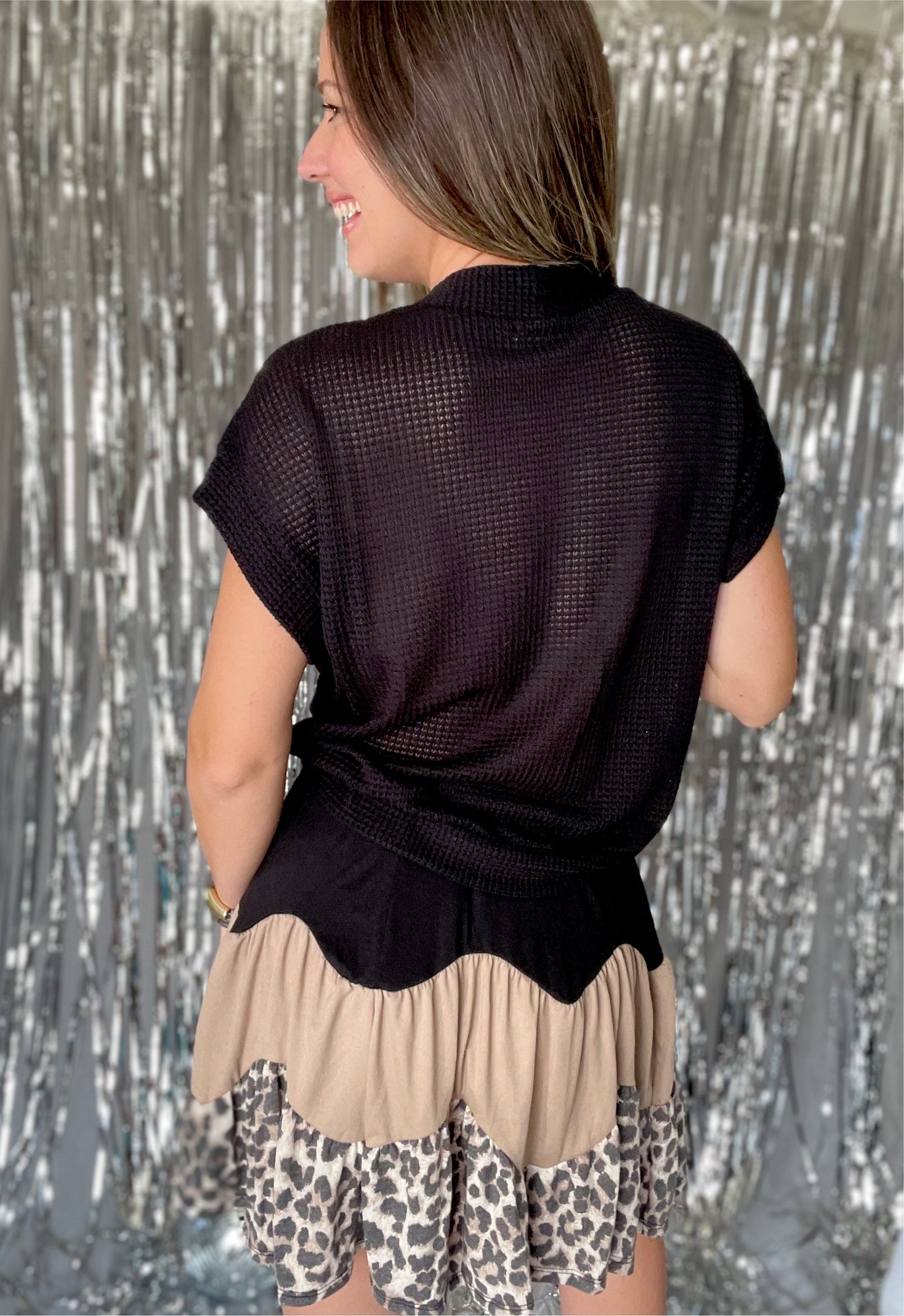 Black Front Twist Top