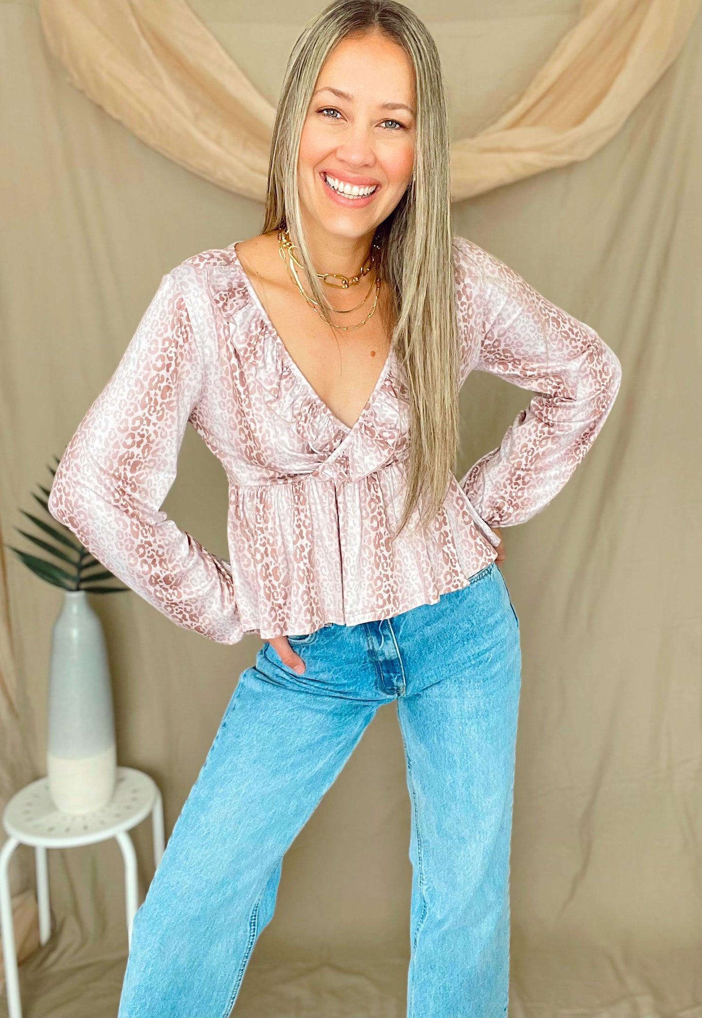 Mauve Animal Print Top