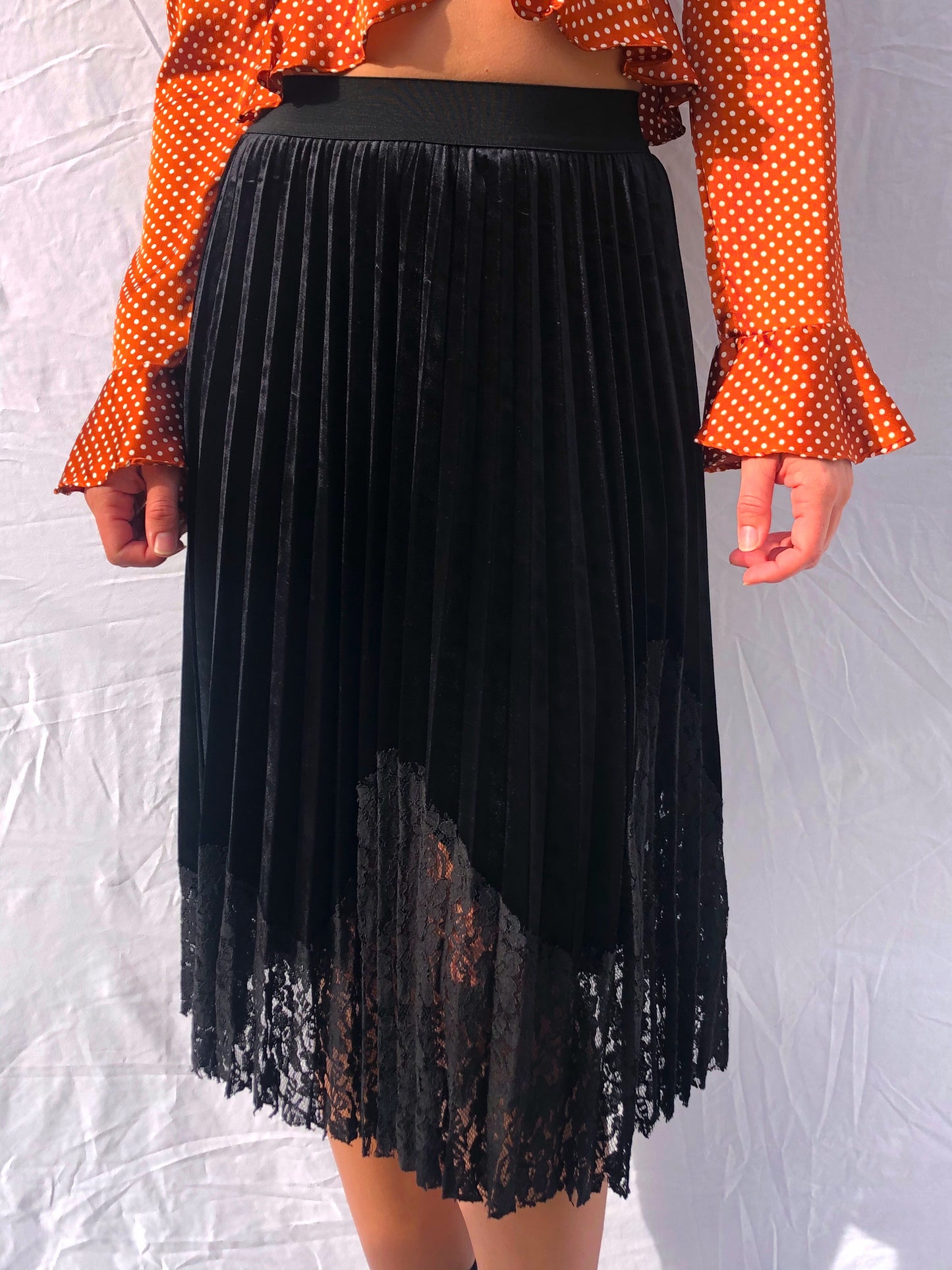 Logan Black Velvet Skirt