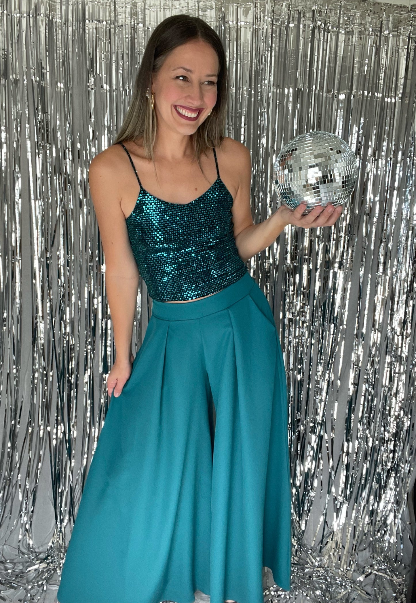 Emerald Glittery Crop Top
