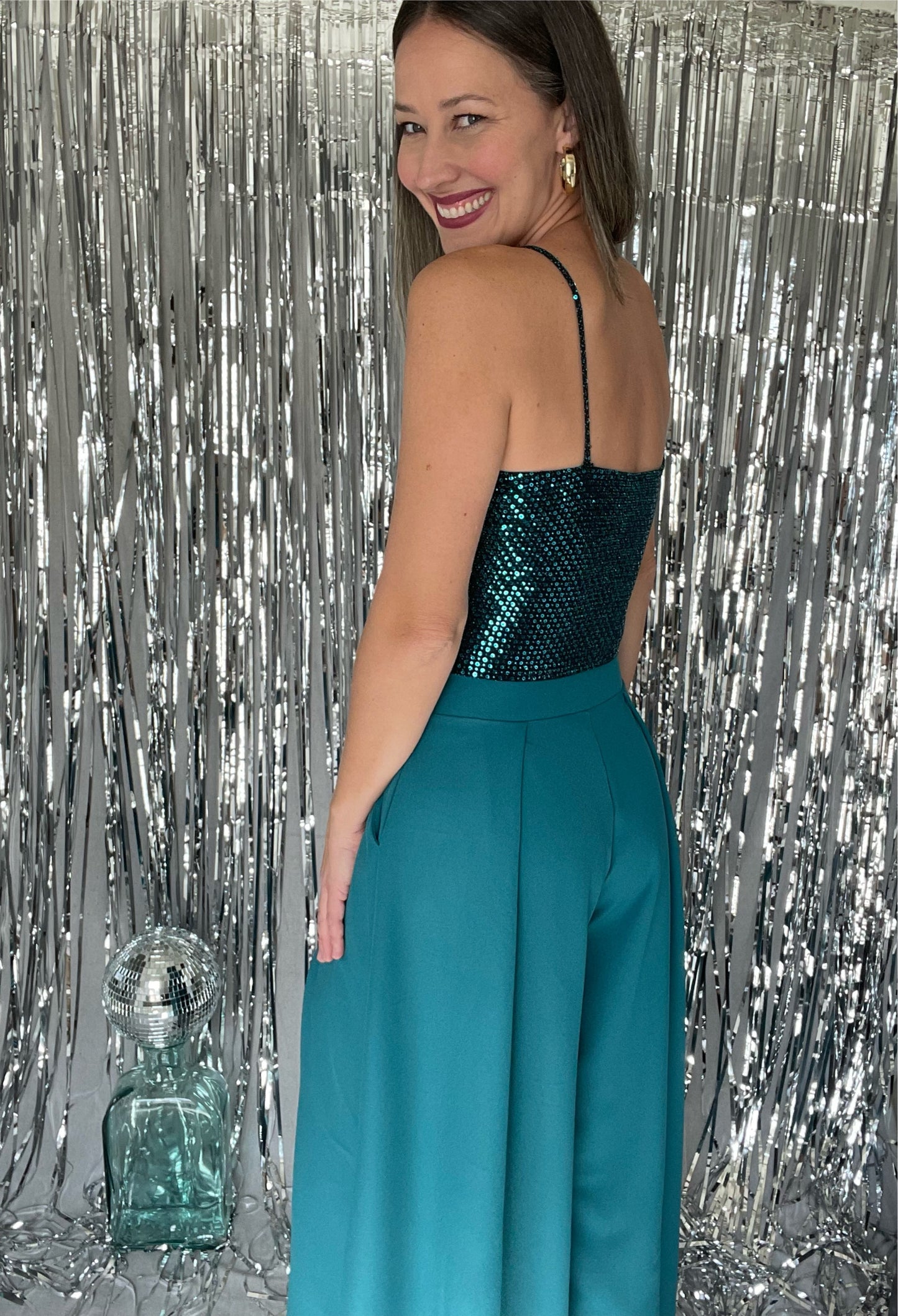 Emerald Glittery Crop Top
