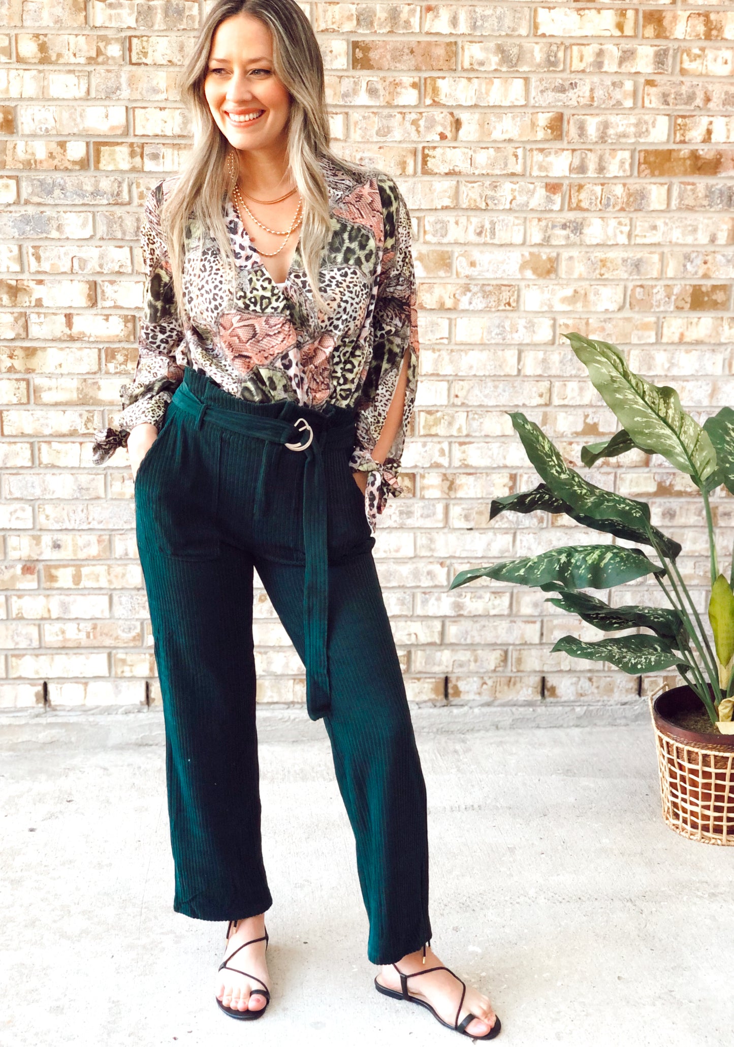 Bianca Olive Animal Print Top