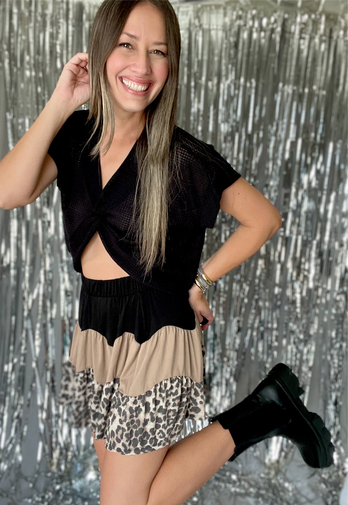 Black Front Twist Top